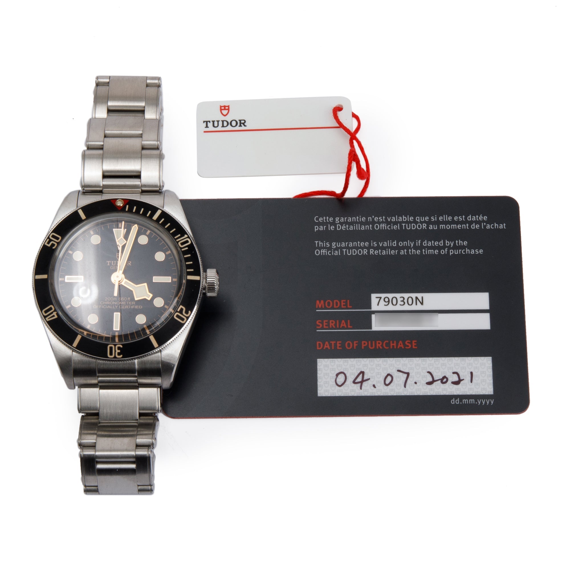Tudor Stainless Steel Black Bay Fifty-Eight 39 MM Automatic Watch w/ Card