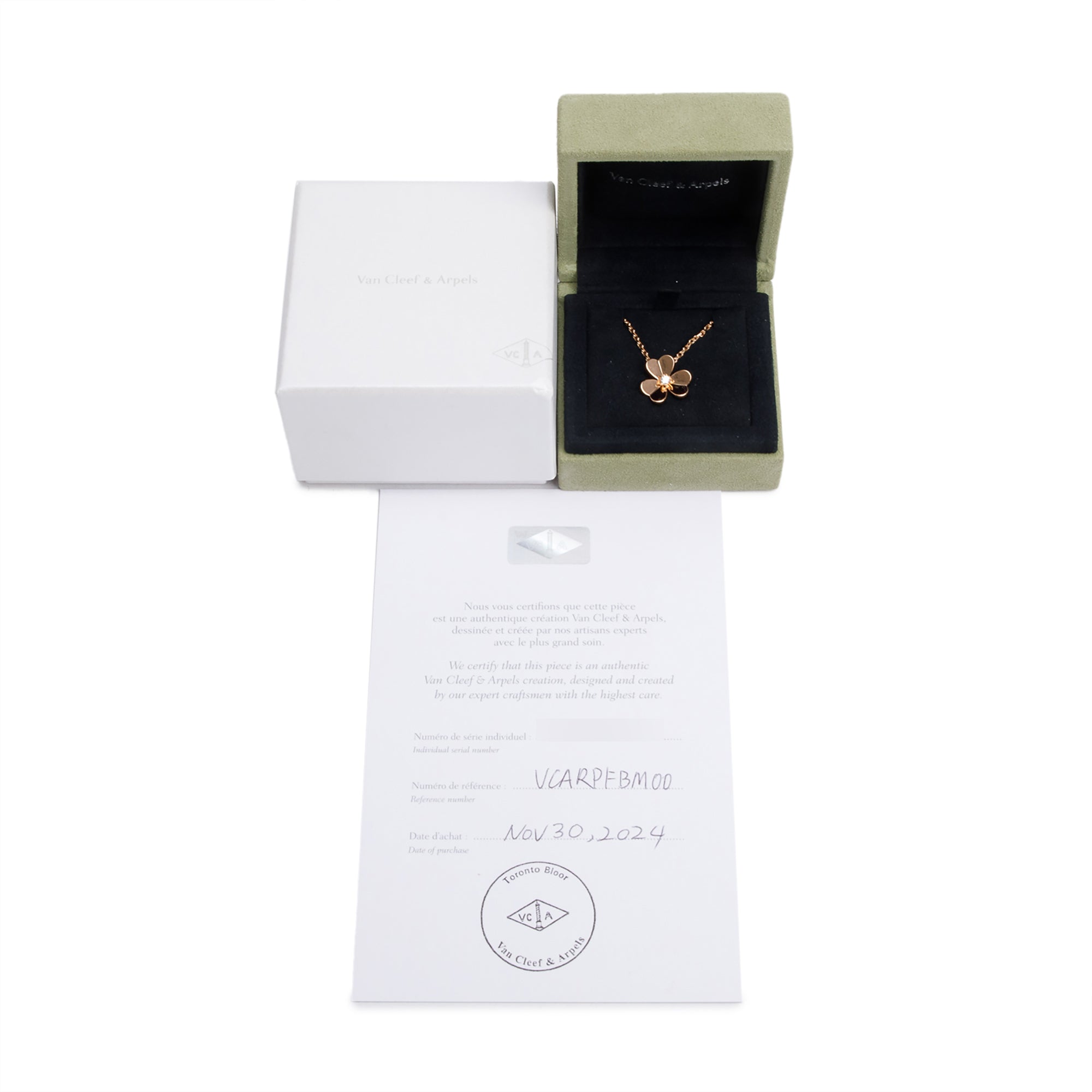 Van Cleef & Arpels 2024 18k Rose Gold Diamond Frivole Pendant Necklace,Small Model w/ Box, Receipt & Certificate