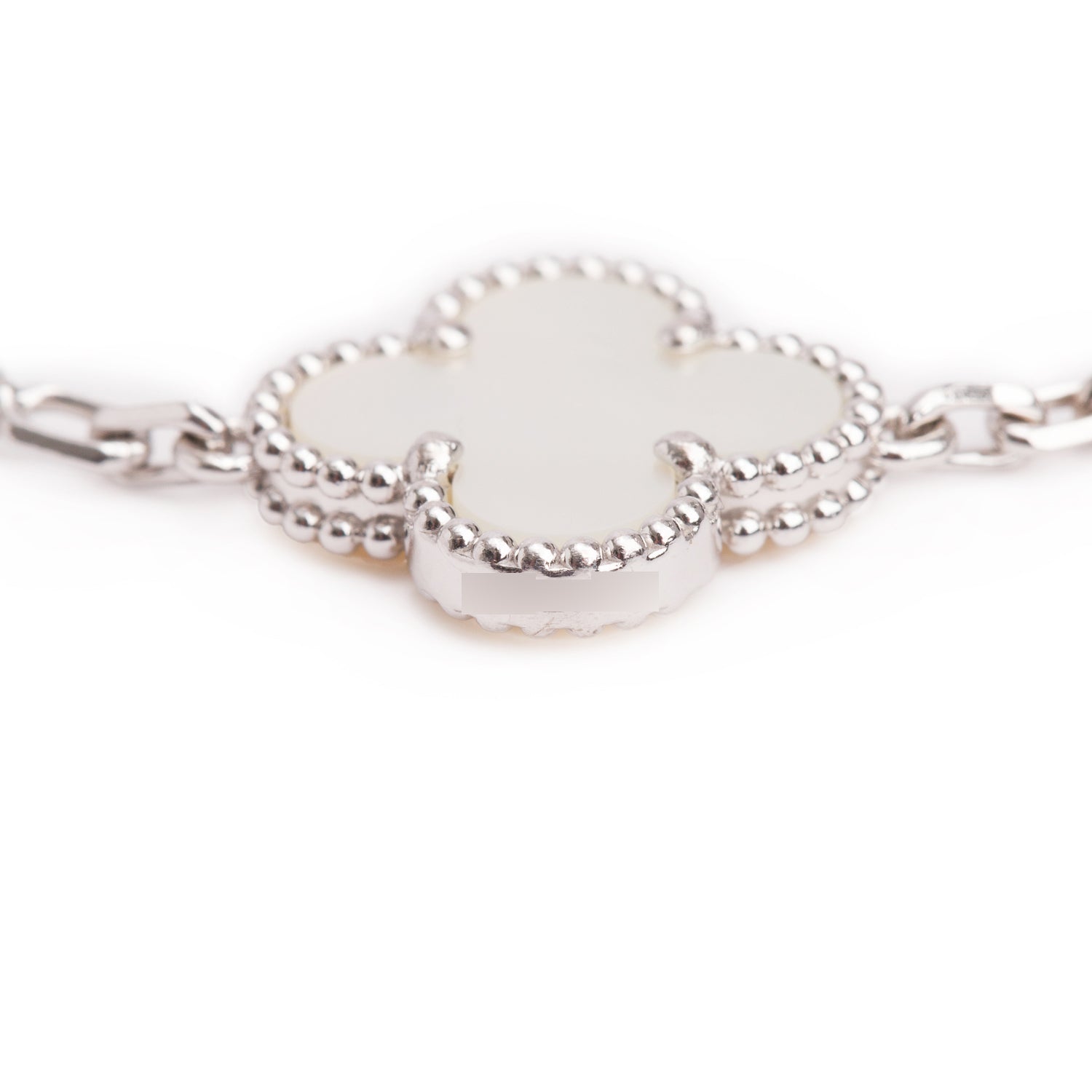 Van Cleef & Arpels 2023 18k White Gold Vintage Alhambra 5 Motif Mother of Pearl Bracelet w/ Box & Certificate