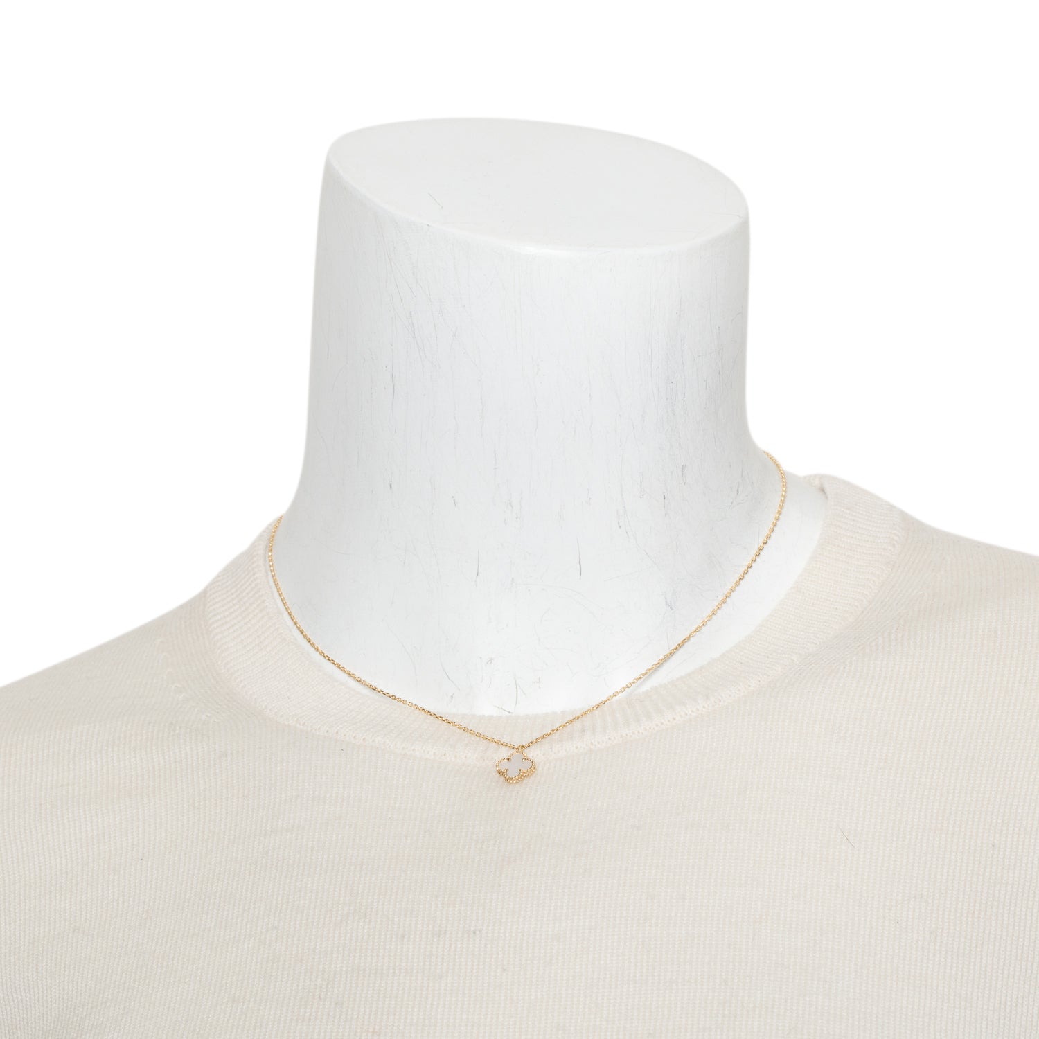 Van Cleef & Arpels 2024 18k Yellow Gold Sweet Alhambra Mother of Pearl Pendant Necklace w/ Box, Receipt & Certificate