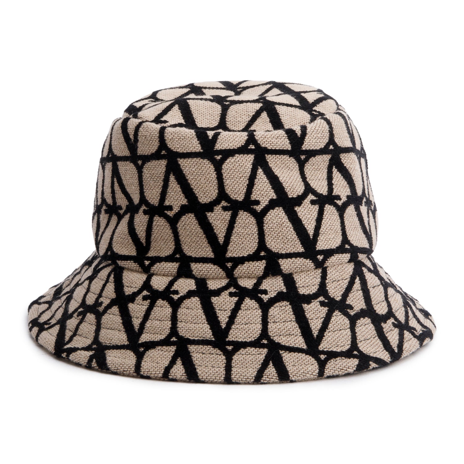 Valentino Beige Black Cotton Toile Iconographe Bucket Hat, Size M