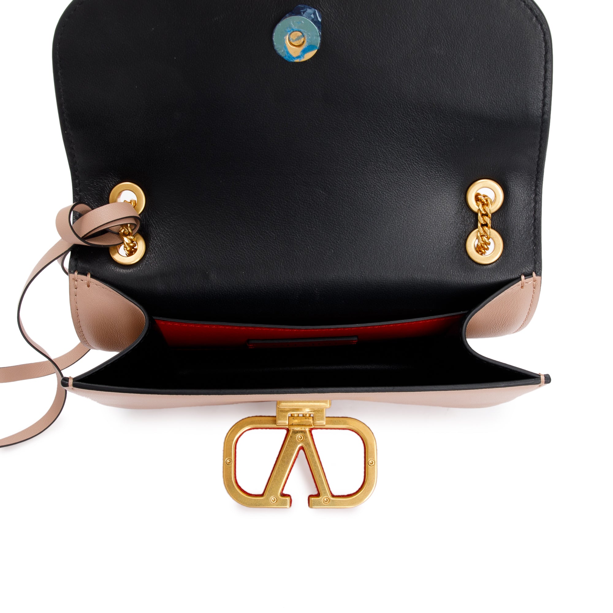 Valentino Beige Calfskin Leather Small V-Lock Shoulder Bag