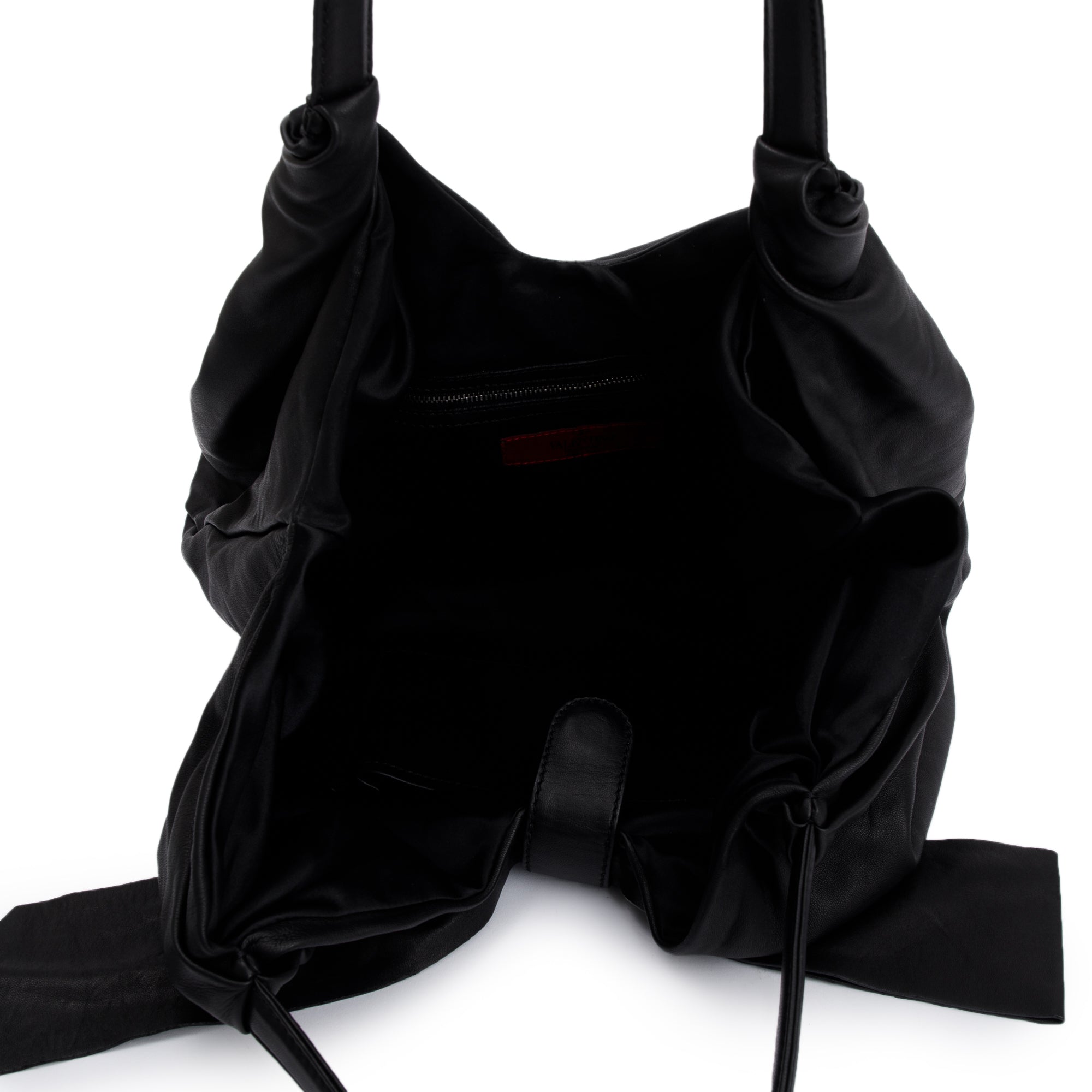 Valentino Black Calfskin Leather Bow Hobo