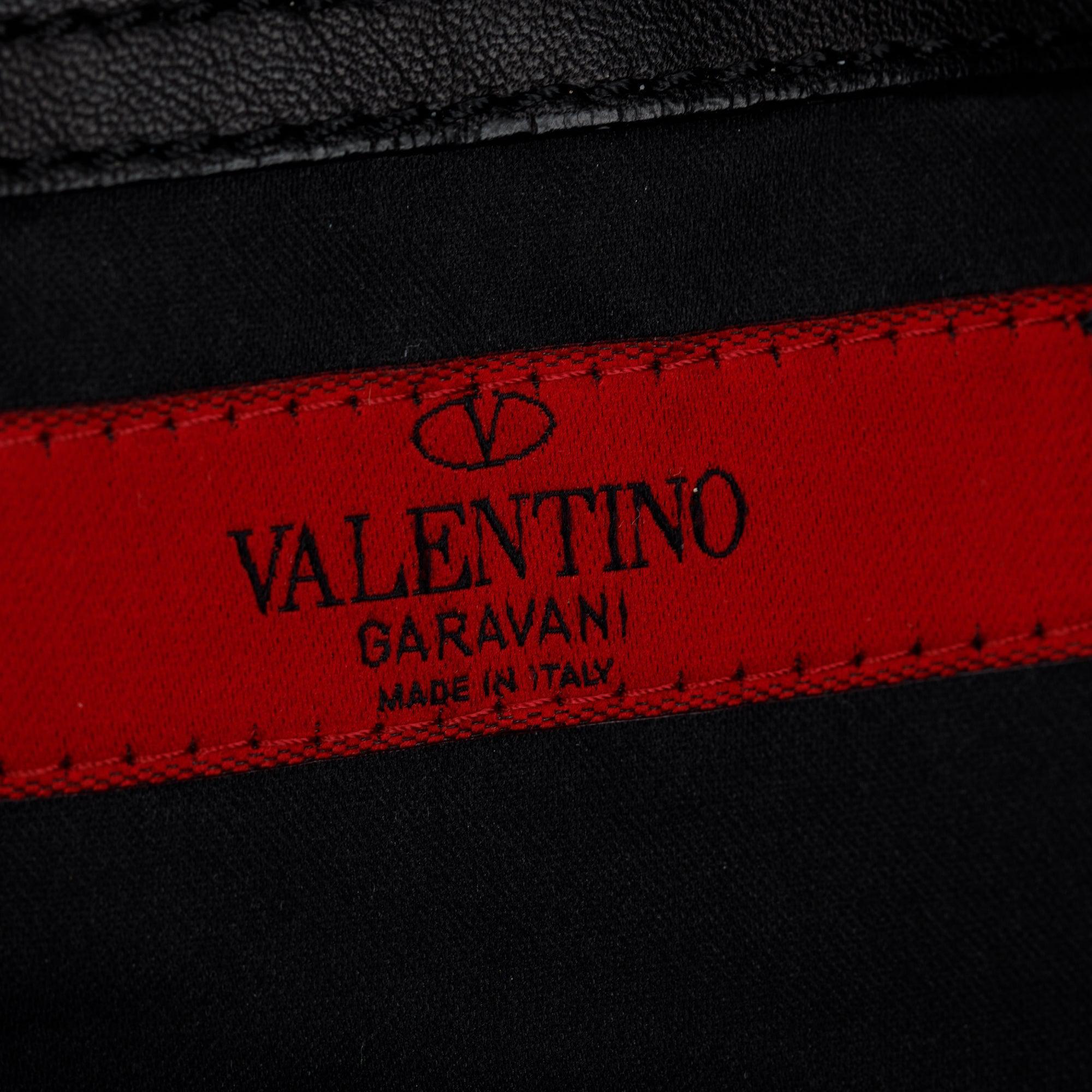 Valentino Black Calfskin Leather Bow Hobo