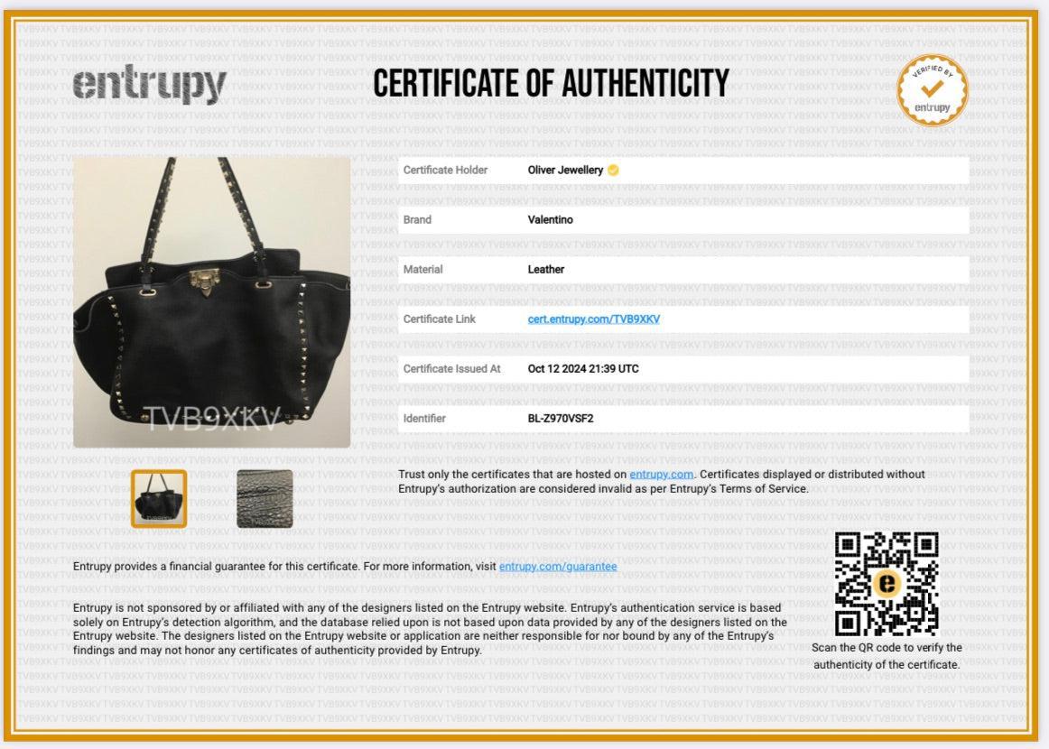 Valentino Black Calfskin Leather Medium Rockstud Tote Bag w/ Strap