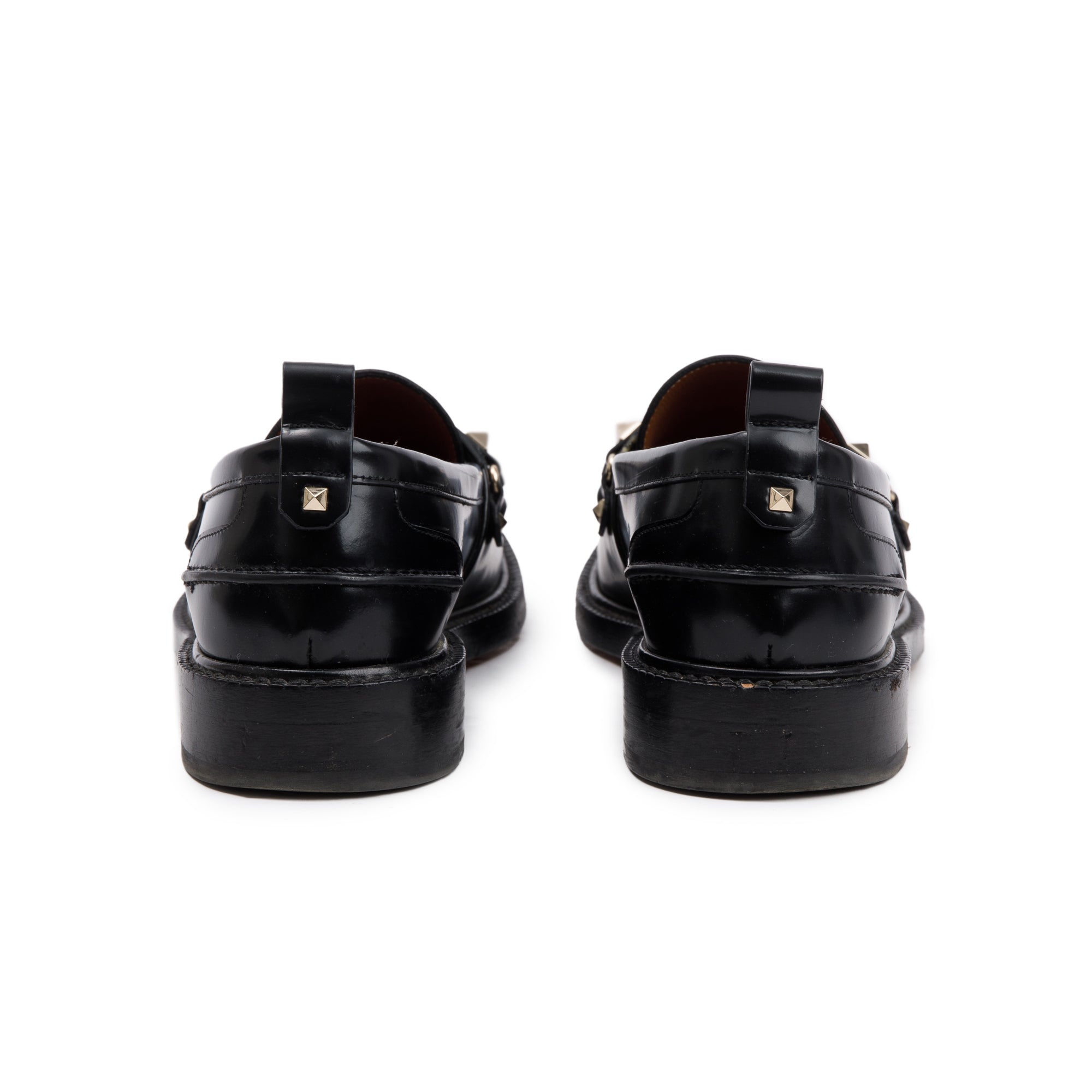 Valentino Black Calfskin Leather Rockstud Loafers, Size 36 w/ Box