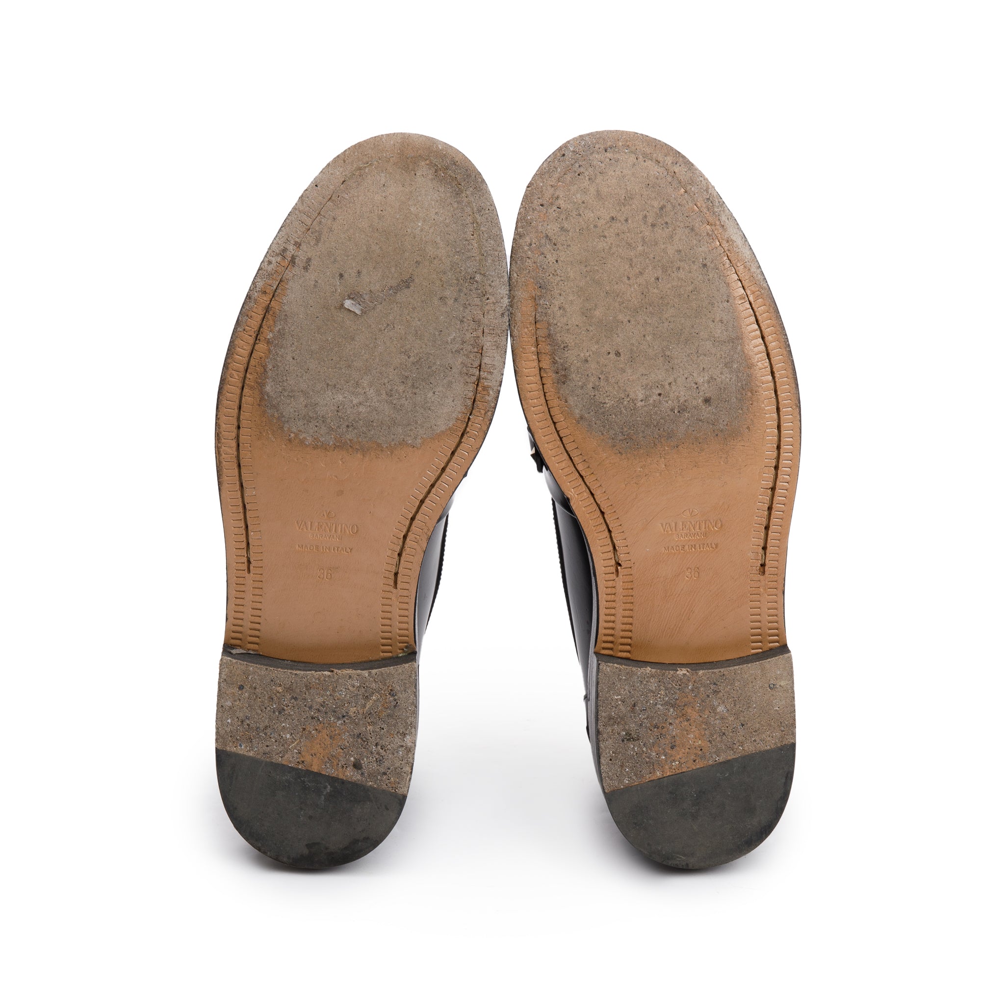 Valentino Black Calfskin Leather Rockstud Loafers, Size 36 w/ Box