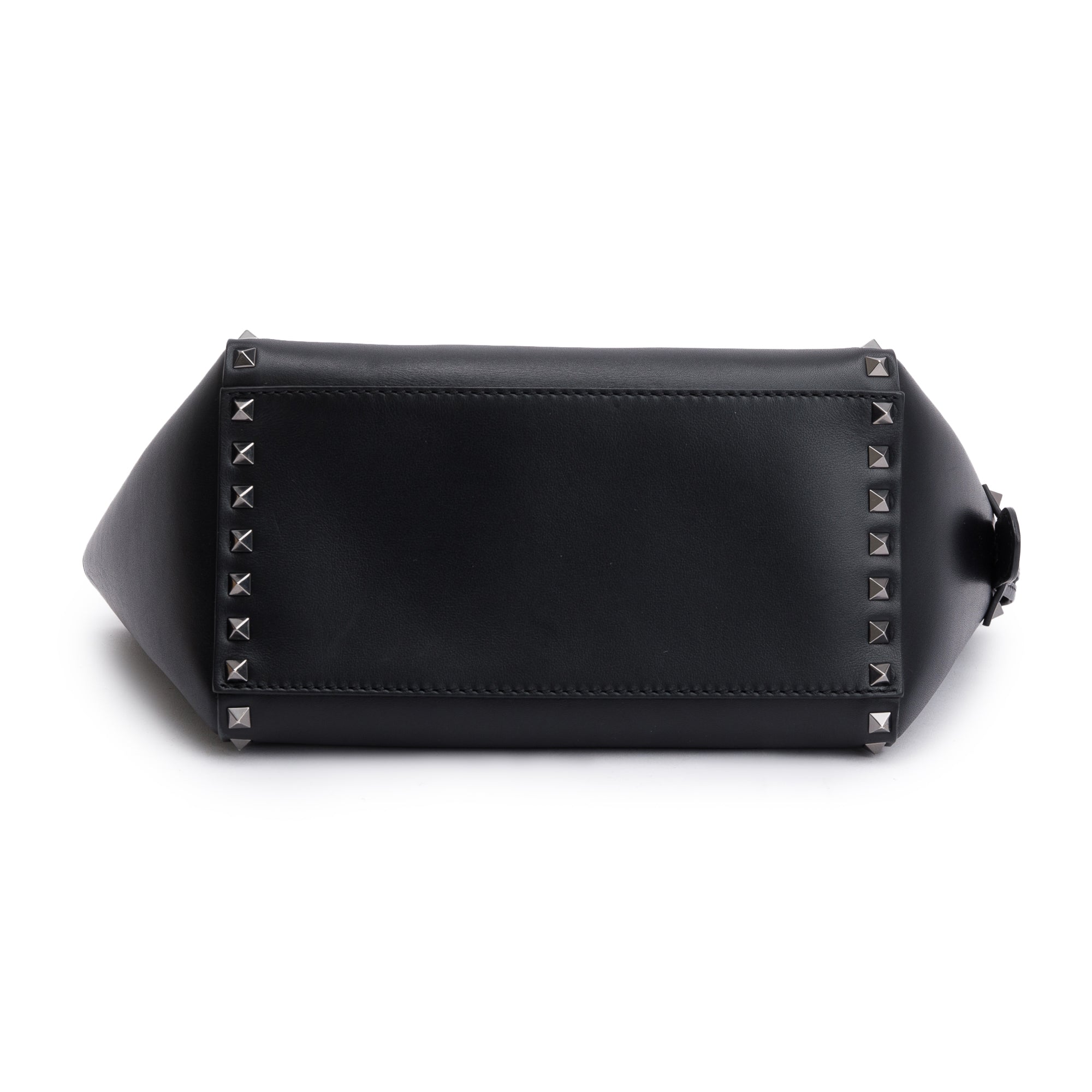 Valentino Black Calfskin Leather Small Rockstud Tote Bag w/ Strap
