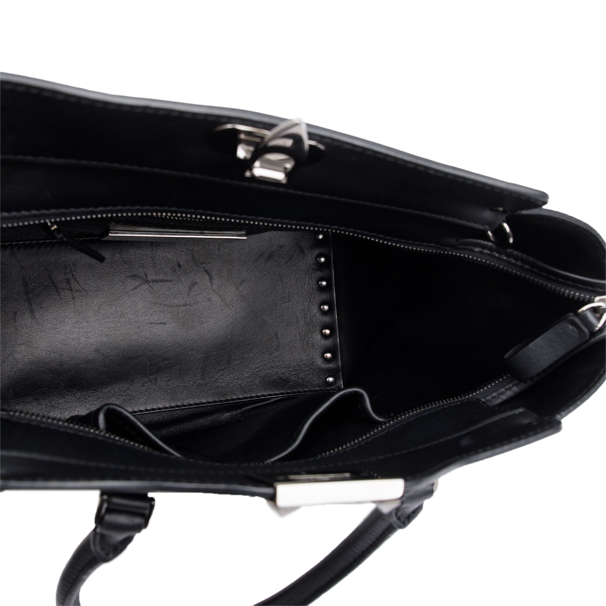 Valentino Black Calfskin Leather Small Rockstud Tote Bag w/ Strap