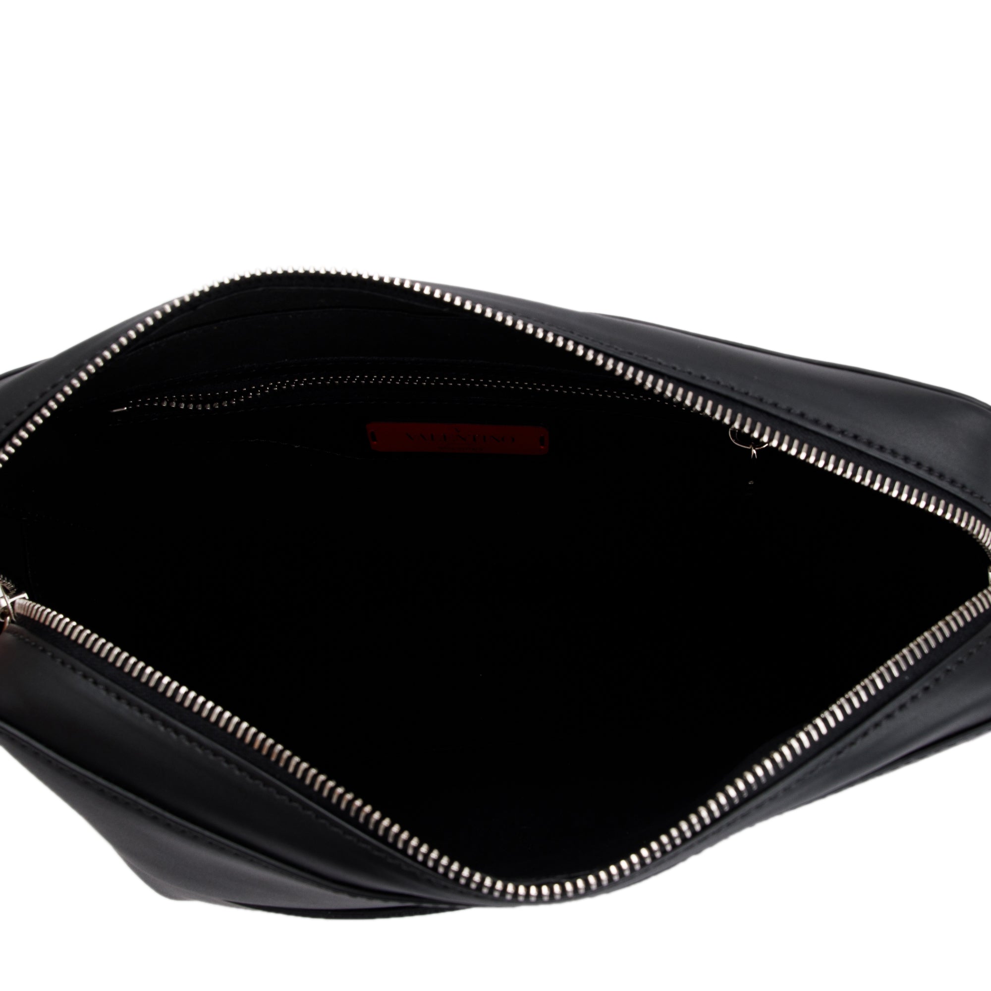 Valentino Black Calfskin Leather VLTN Clutch