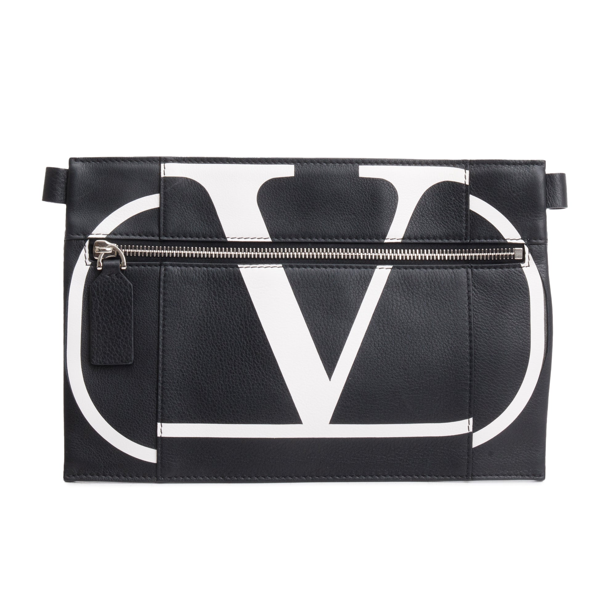 Valentino Black Calfskin Leather VLTN Messenger Pouch