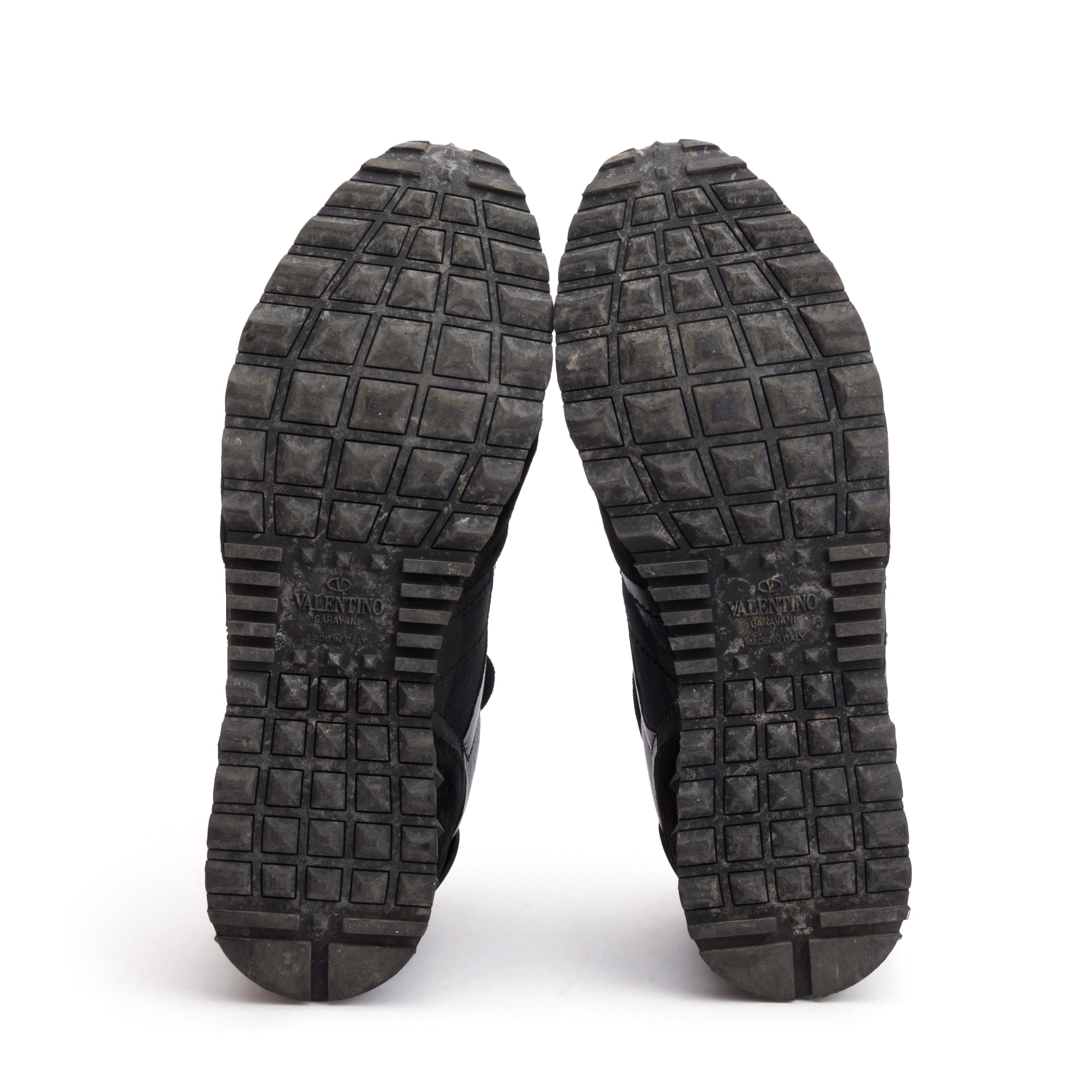 Valentino Black Camouflage Fabric Leather Rockrunner Sneakers, Size 42 w/ Box