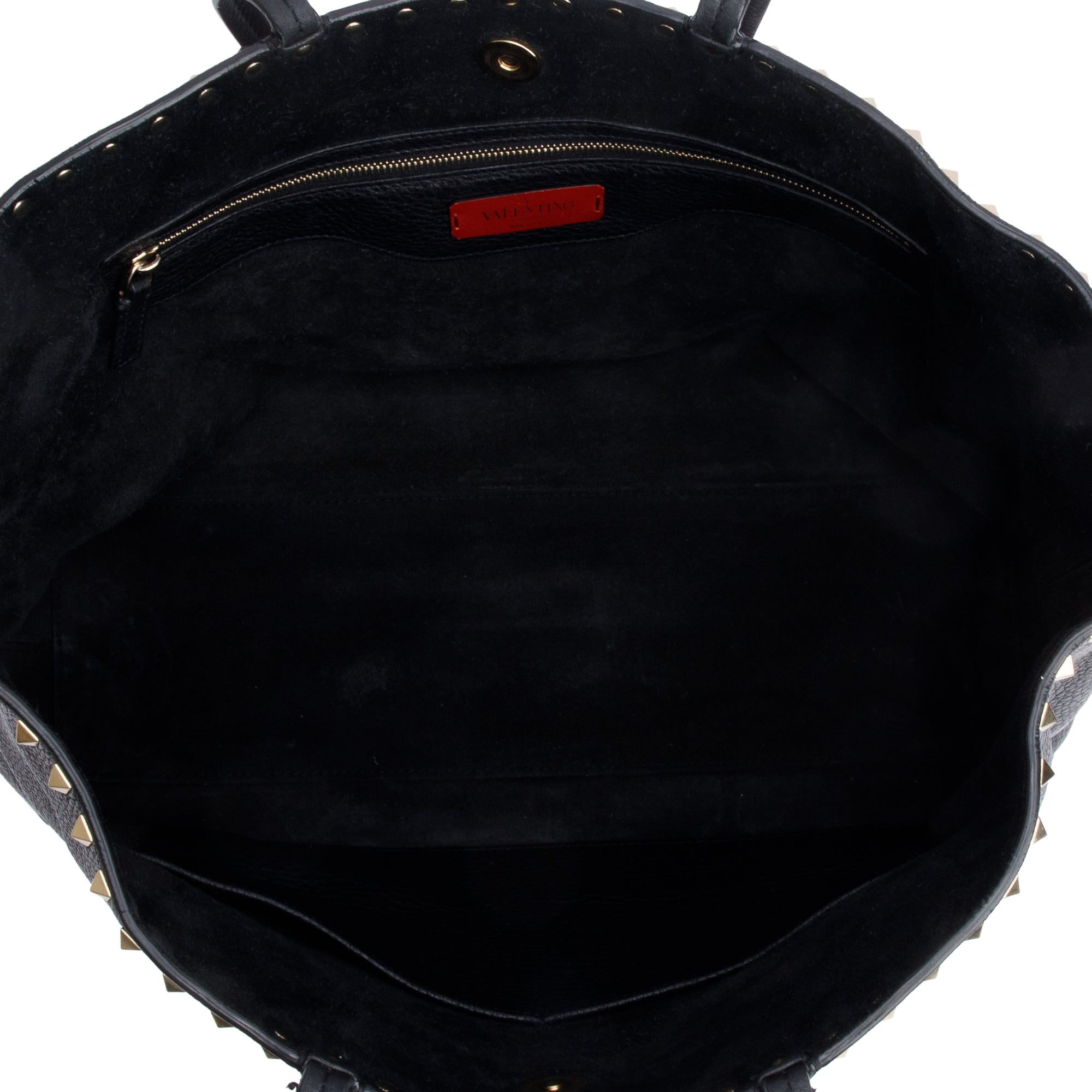 Valentino Black Grained Calfskin Large Rockstud Tote