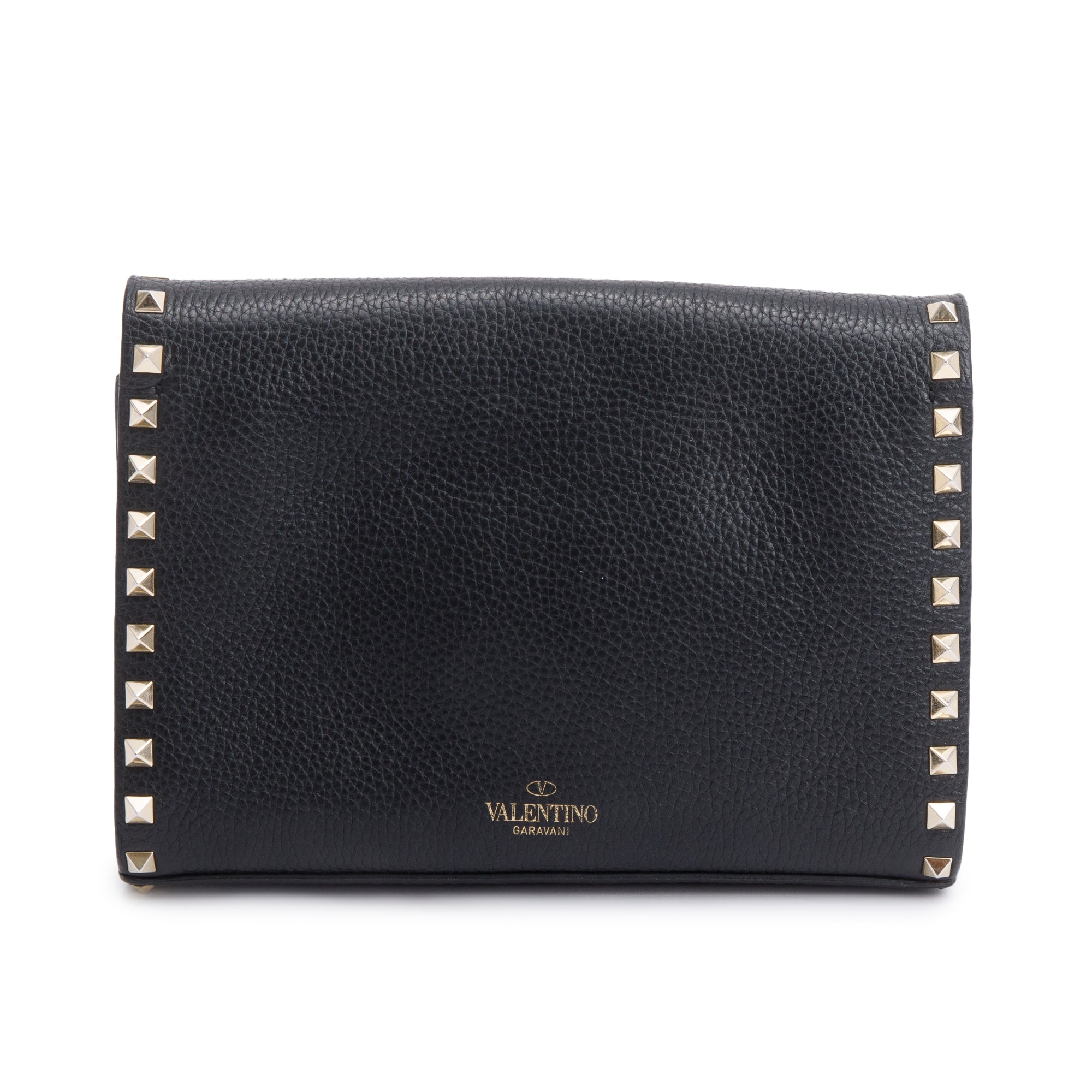 Valentino Black Grained Calfskin Leather Rockstud Crossbody Bag