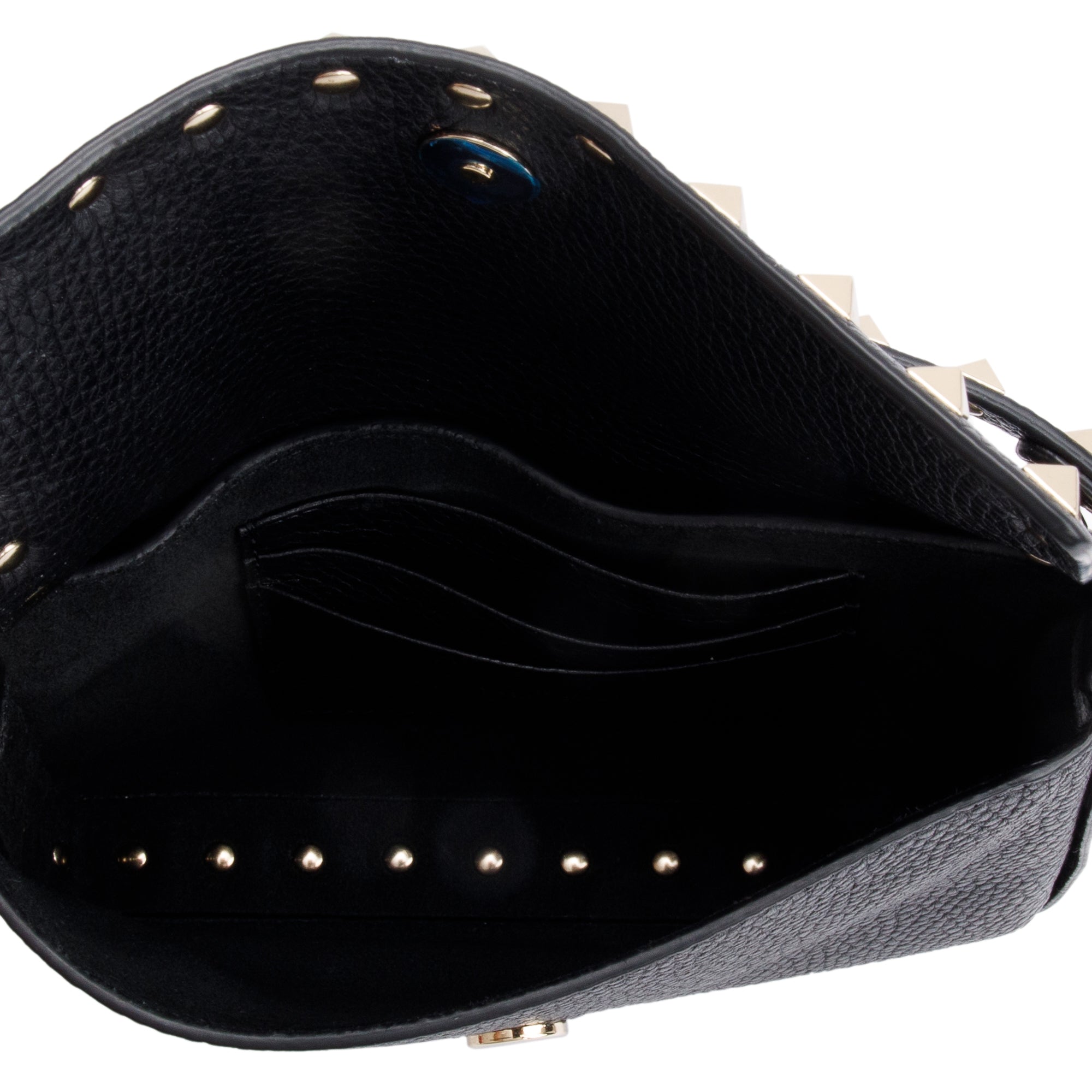 Valentino Black Grained Calfskin Leather Rockstud Handie Mini Crossbody Bag w/ Box