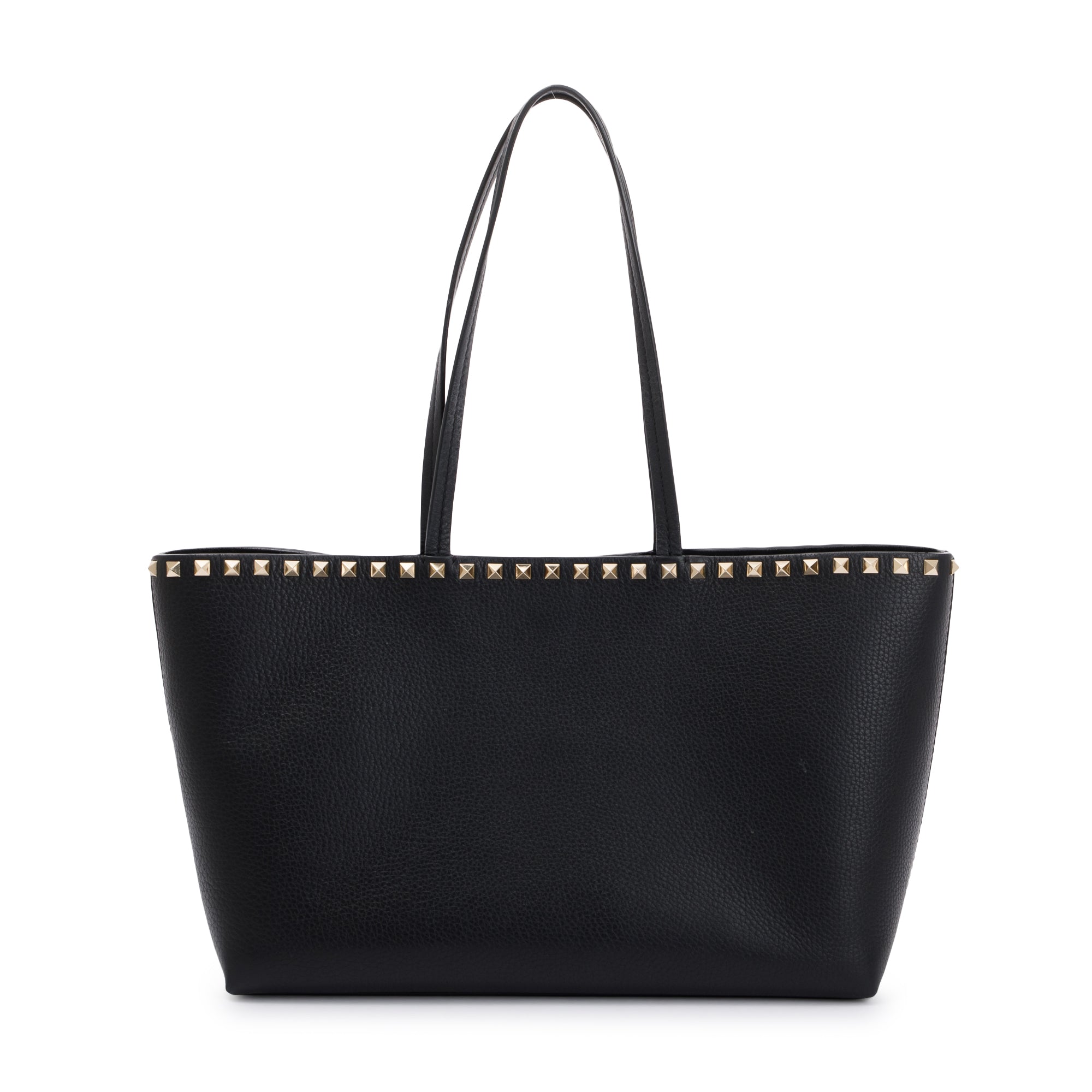 Valentino Black Grained Calfskin Rockstud Tote
