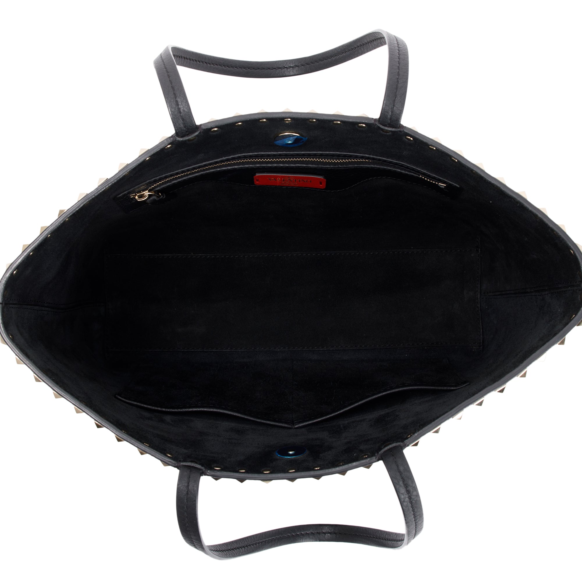 Valentino Black Grained Calfskin Rockstud Tote