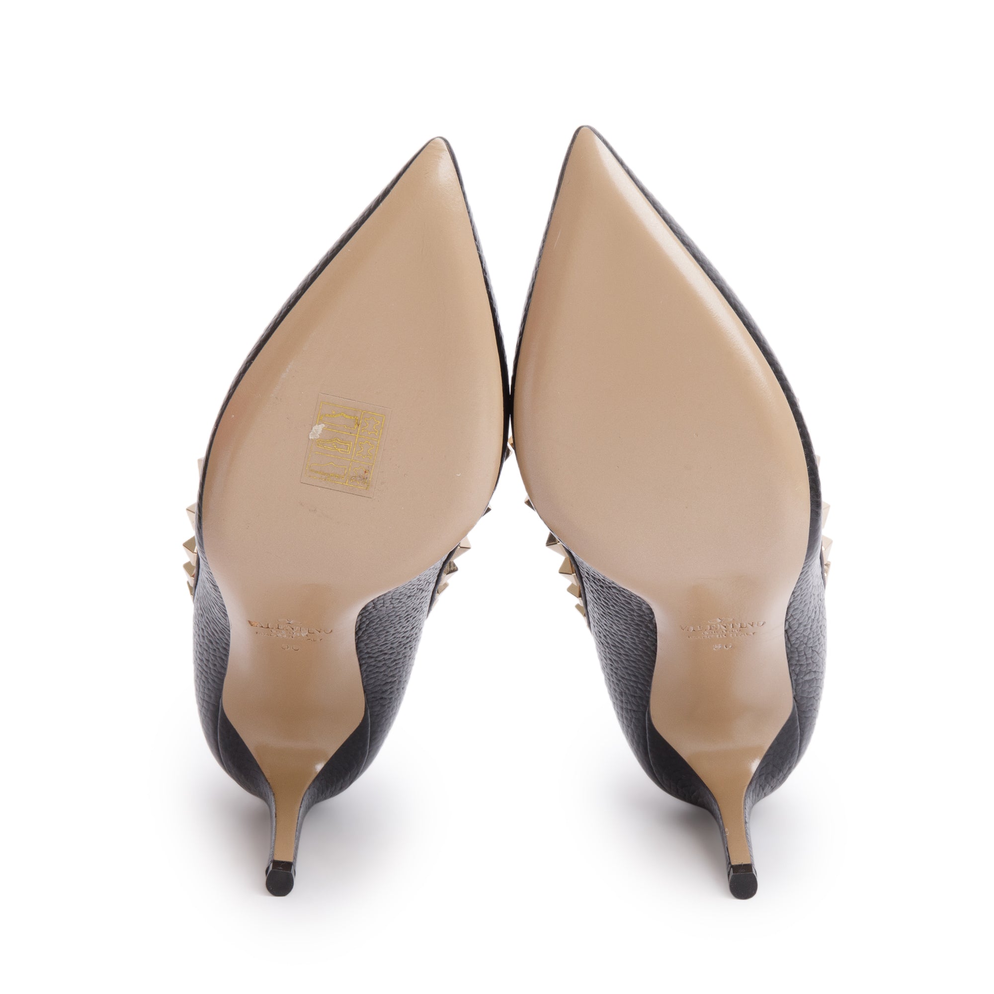 Valentino Black Leather Rockstud Pointed Toe Pumps, Size 36 w/ Box