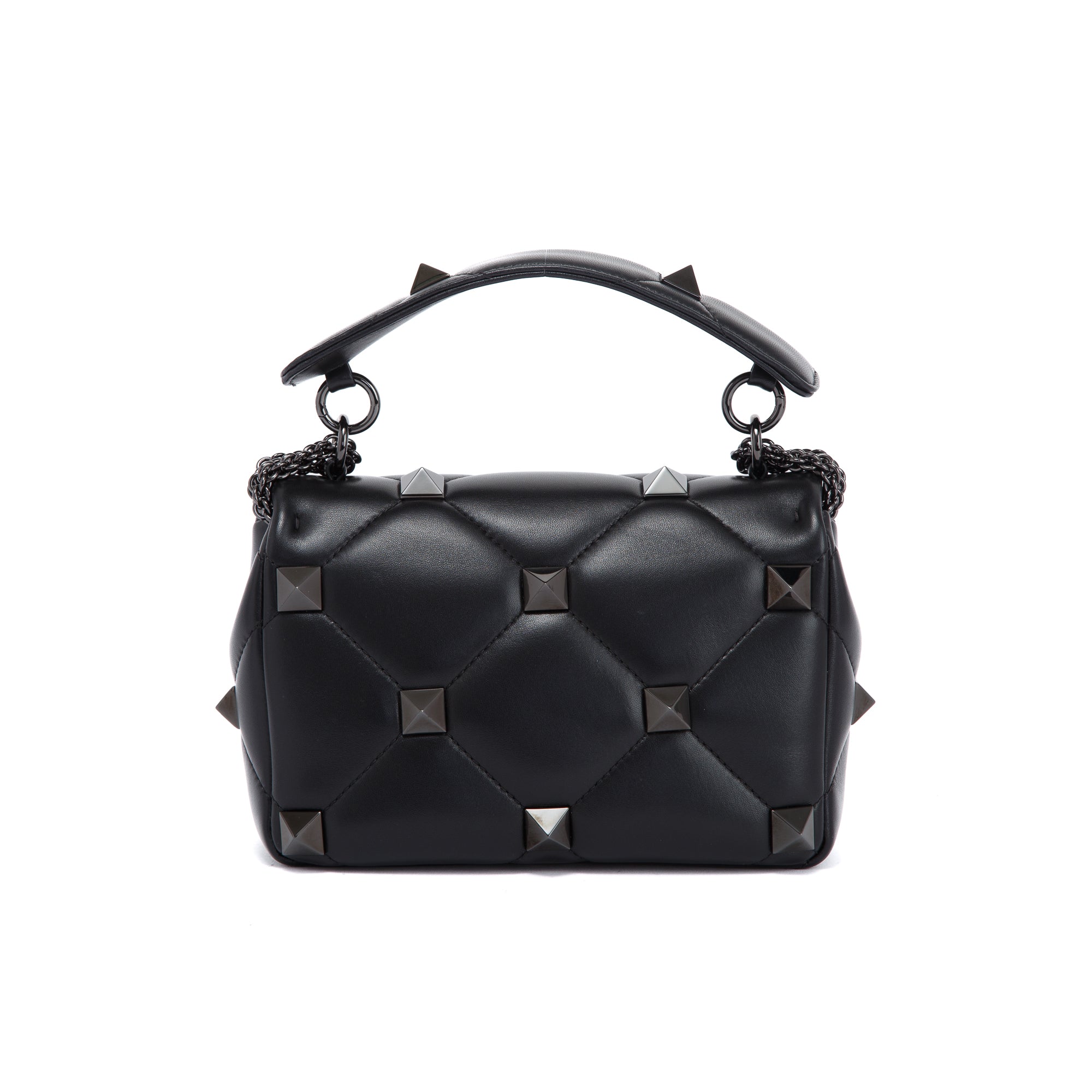 Valentino Black Medium Roman Stud Shoulder Bag