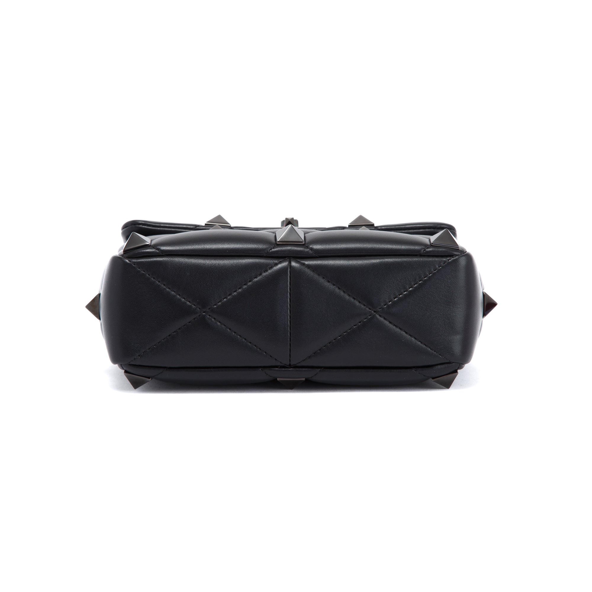 Valentino Black Medium Roman Stud Shoulder Bag