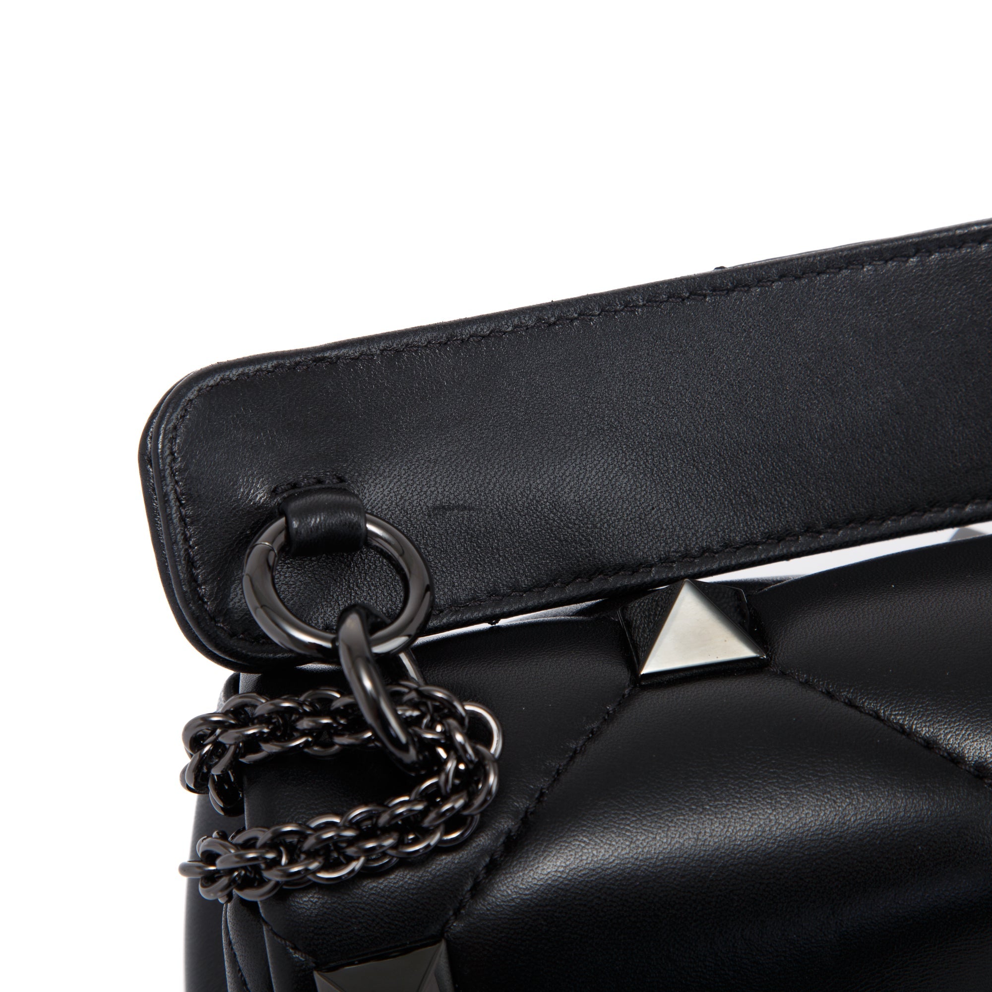 Valentino Black Medium Roman Stud Shoulder Bag