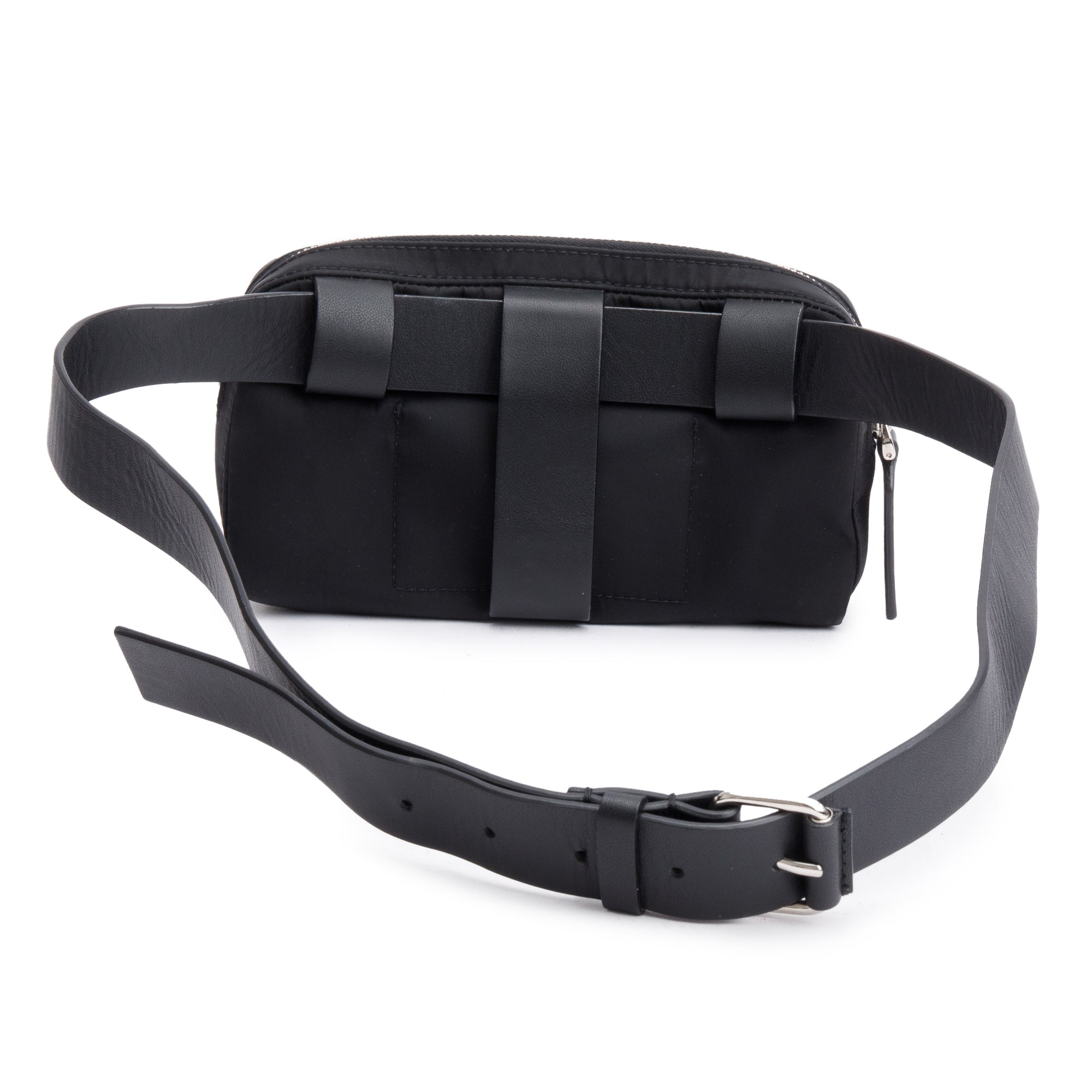 Valentino Black Nylon Leather Trimmed Vlogo Signature Small Belt Bag