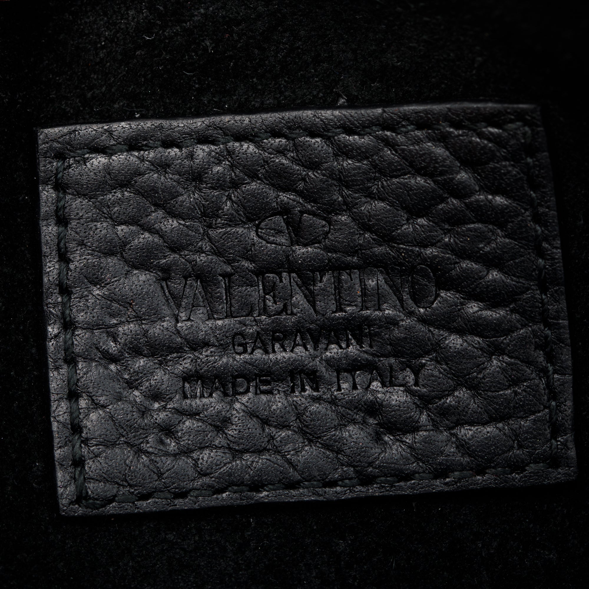 Valentino Black Pebbled Calfskin Rockstud Envelope Wallet on Chain w/ Box