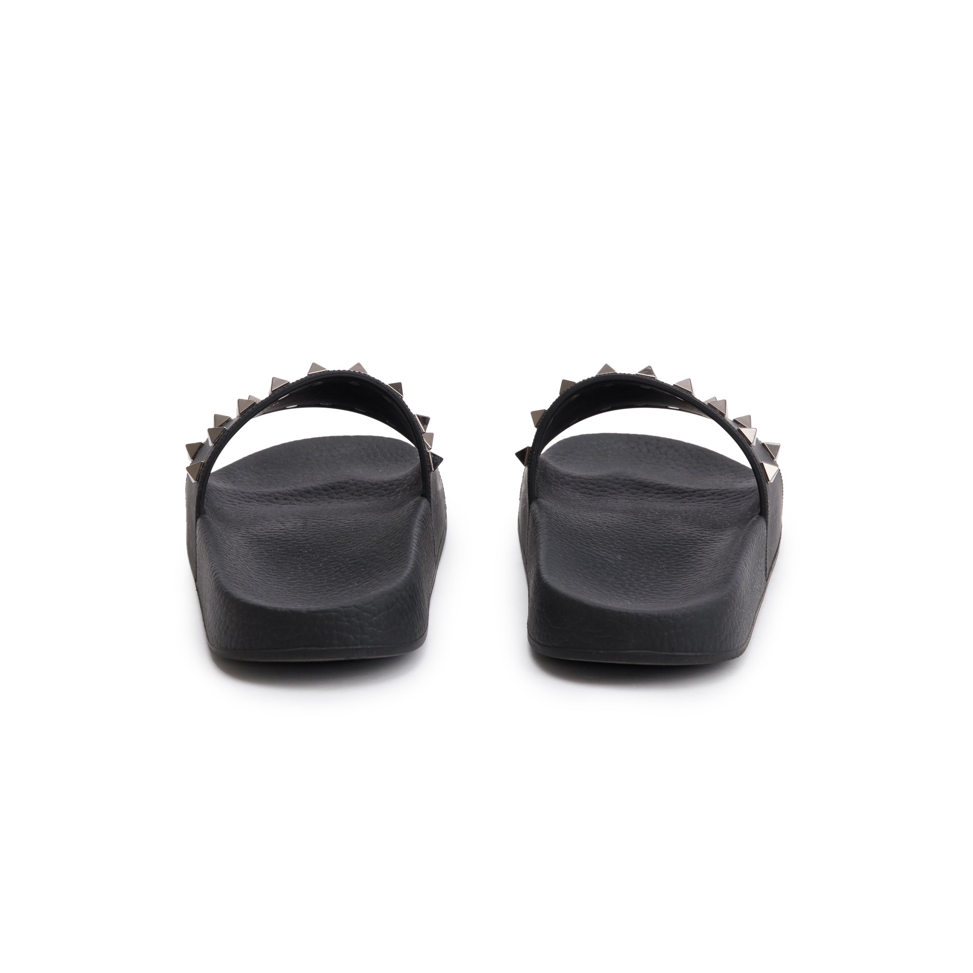 Valentino Black Rubber Rockstud Slide Sandals, Size 35