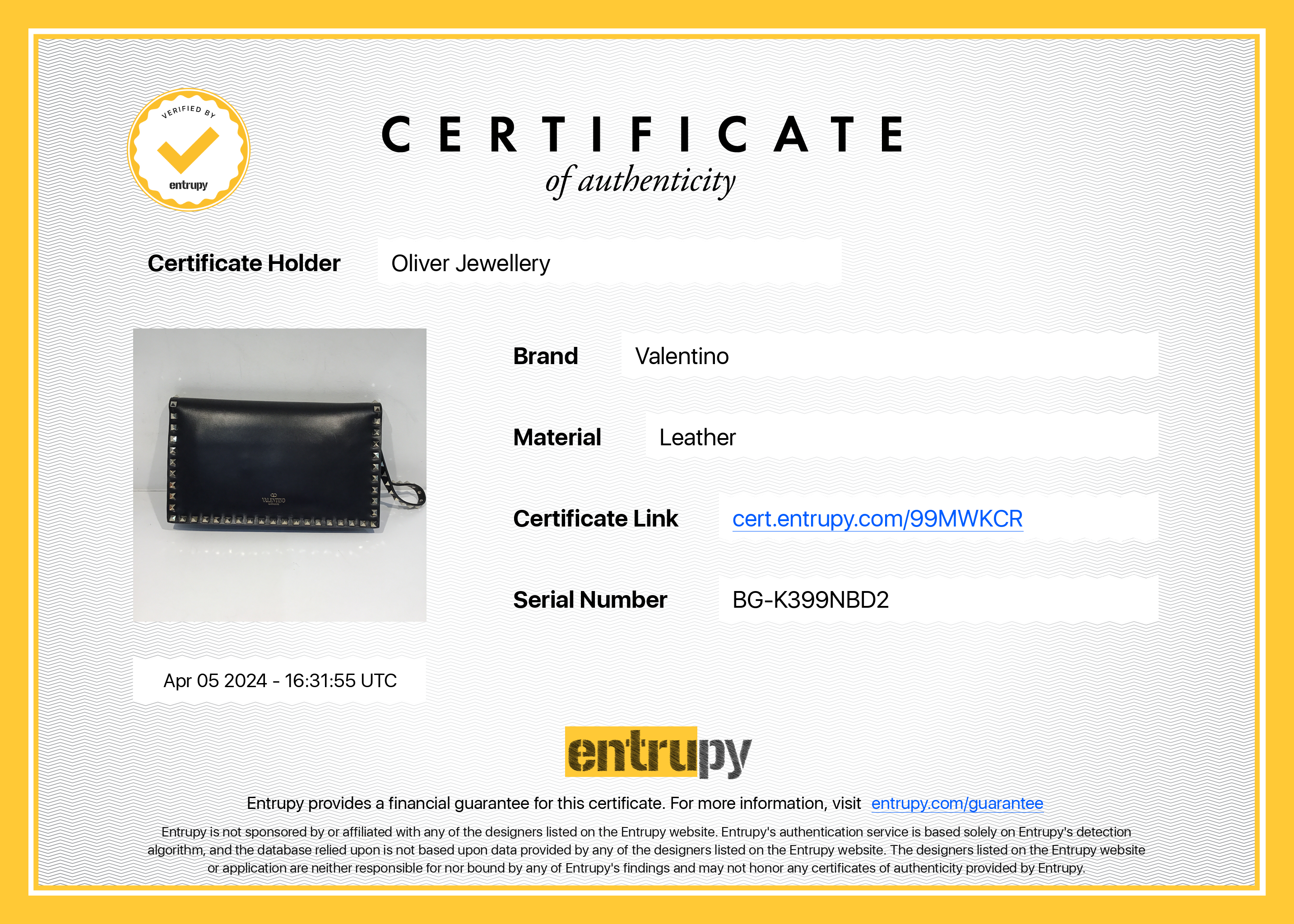 Valentino Black Smooth Calfskin Leather Rockstud Wristlet Clutch