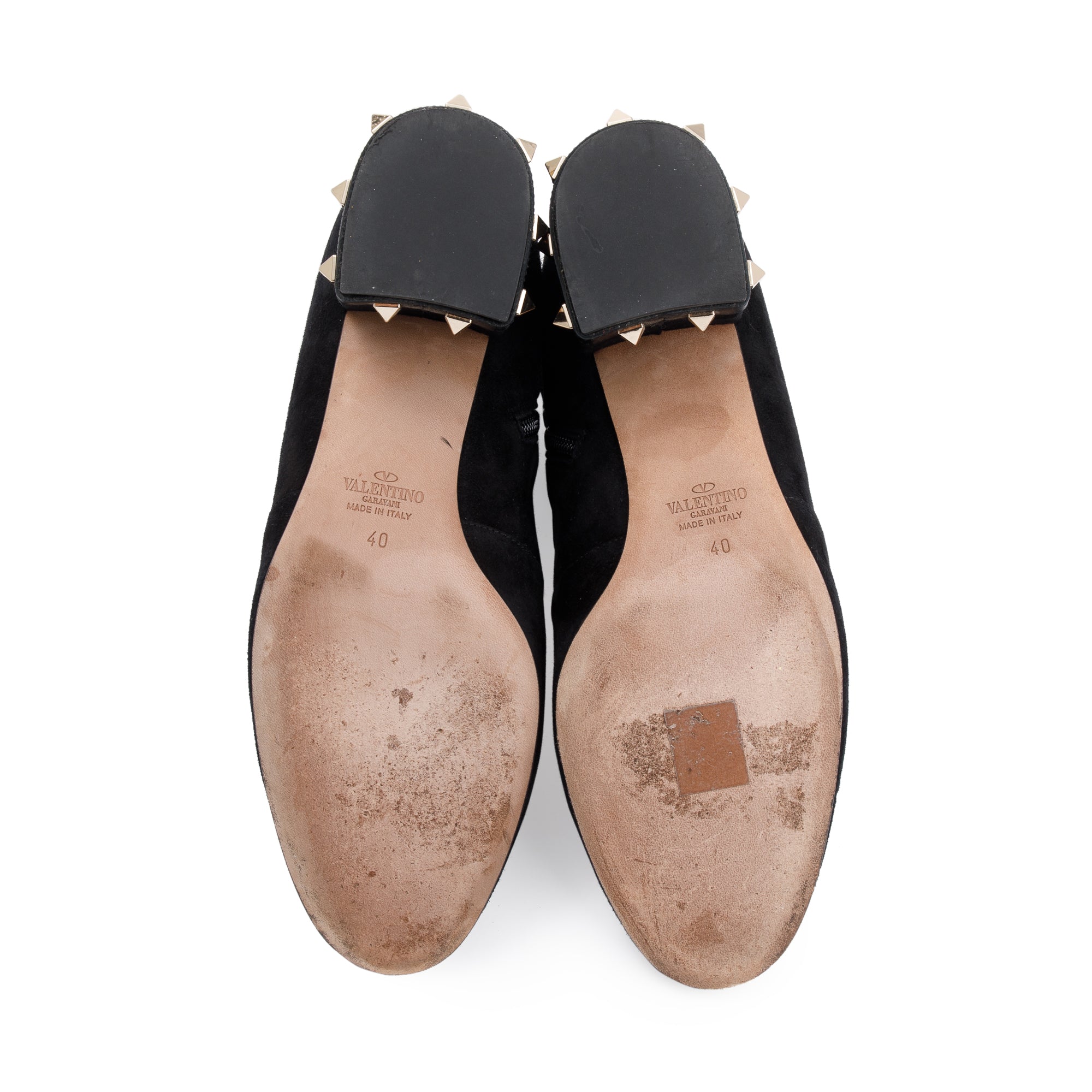 Valentino Black Suede Rockstud Accent Sock Boots, Size 40