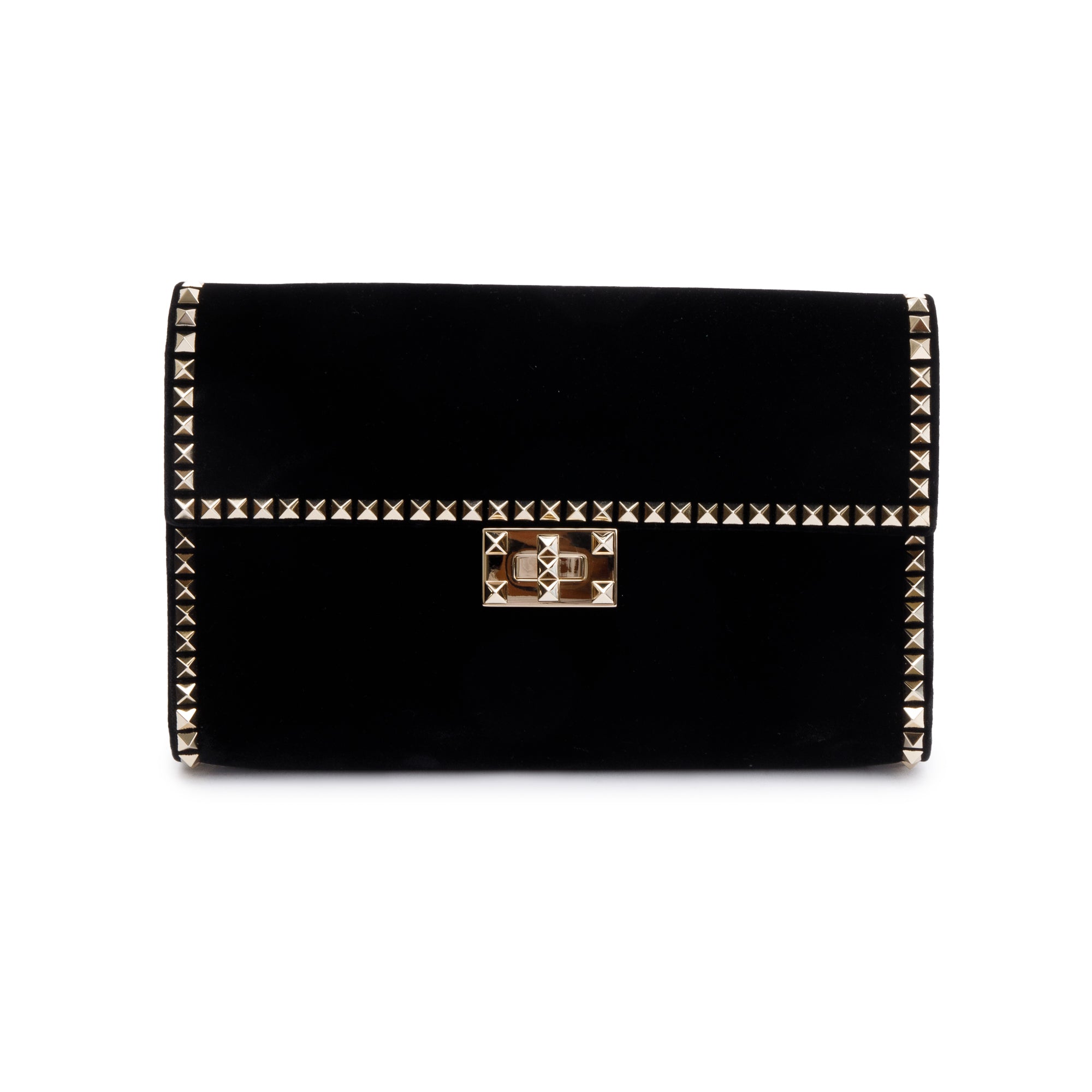 Valentino Black Velvet Rockstud No Limit Flap Bag