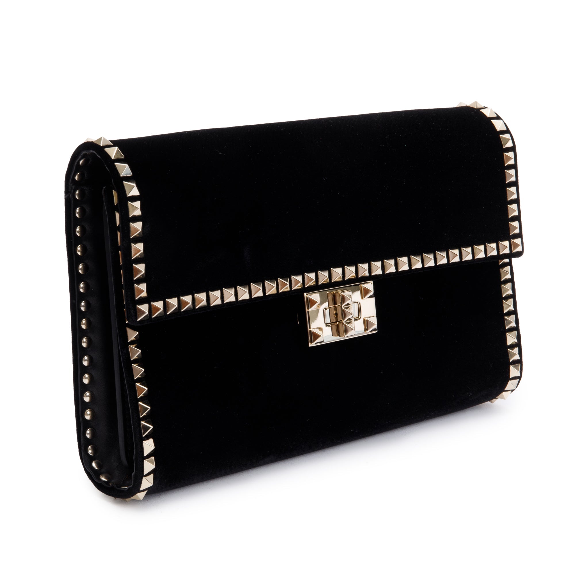 Valentino Black Velvet Rockstud No Limit Flap Bag