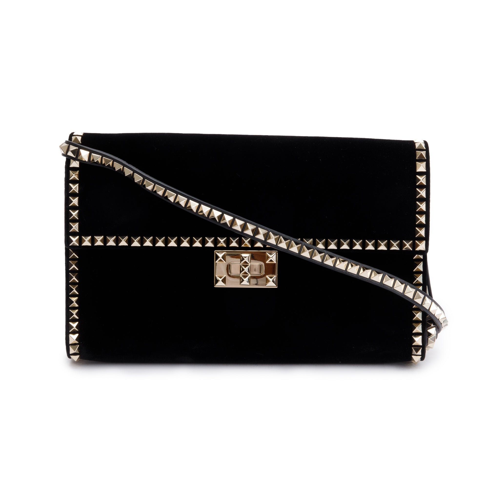 Valentino Black Velvet Rockstud No Limit Flap Bag