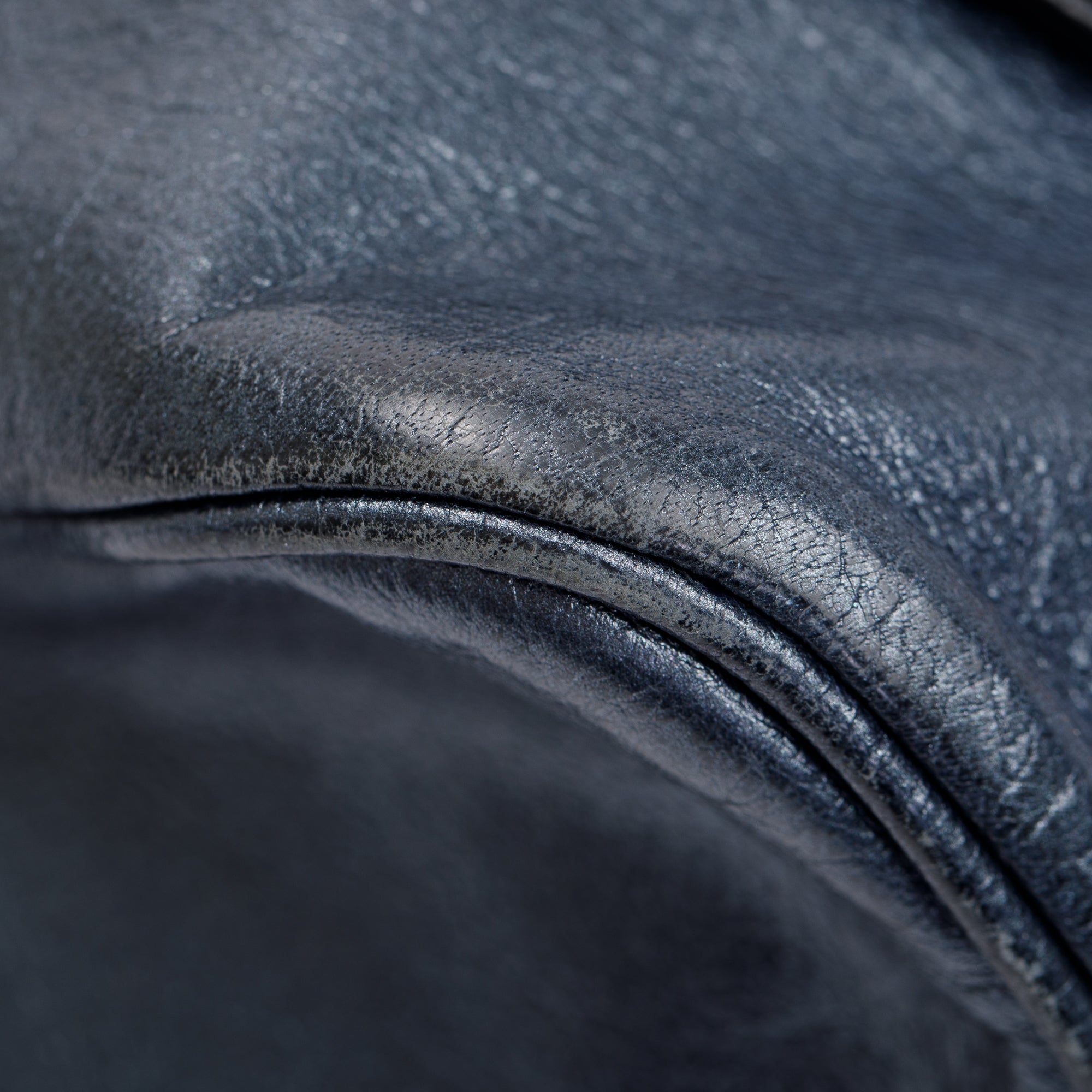 Valentino Blue Metallic Leather V-Logo Leather Shoulder Bag