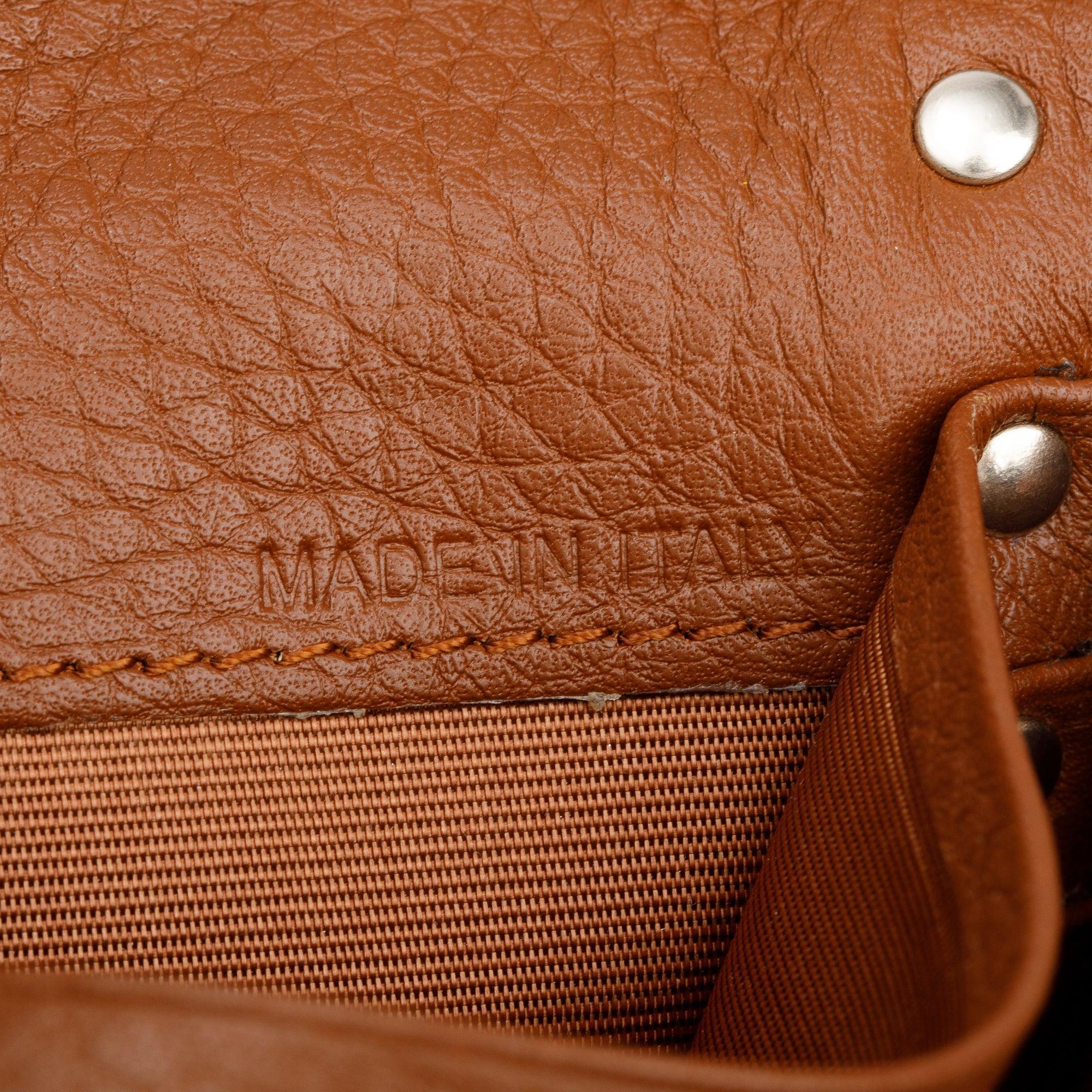 Valentino Brown Grained Leather Rockstud Wallet On Chain