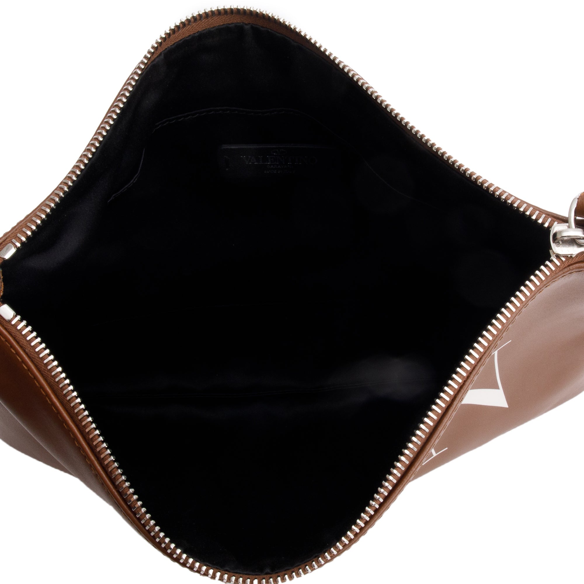 Valentino Brown Leather VLTN Clutch