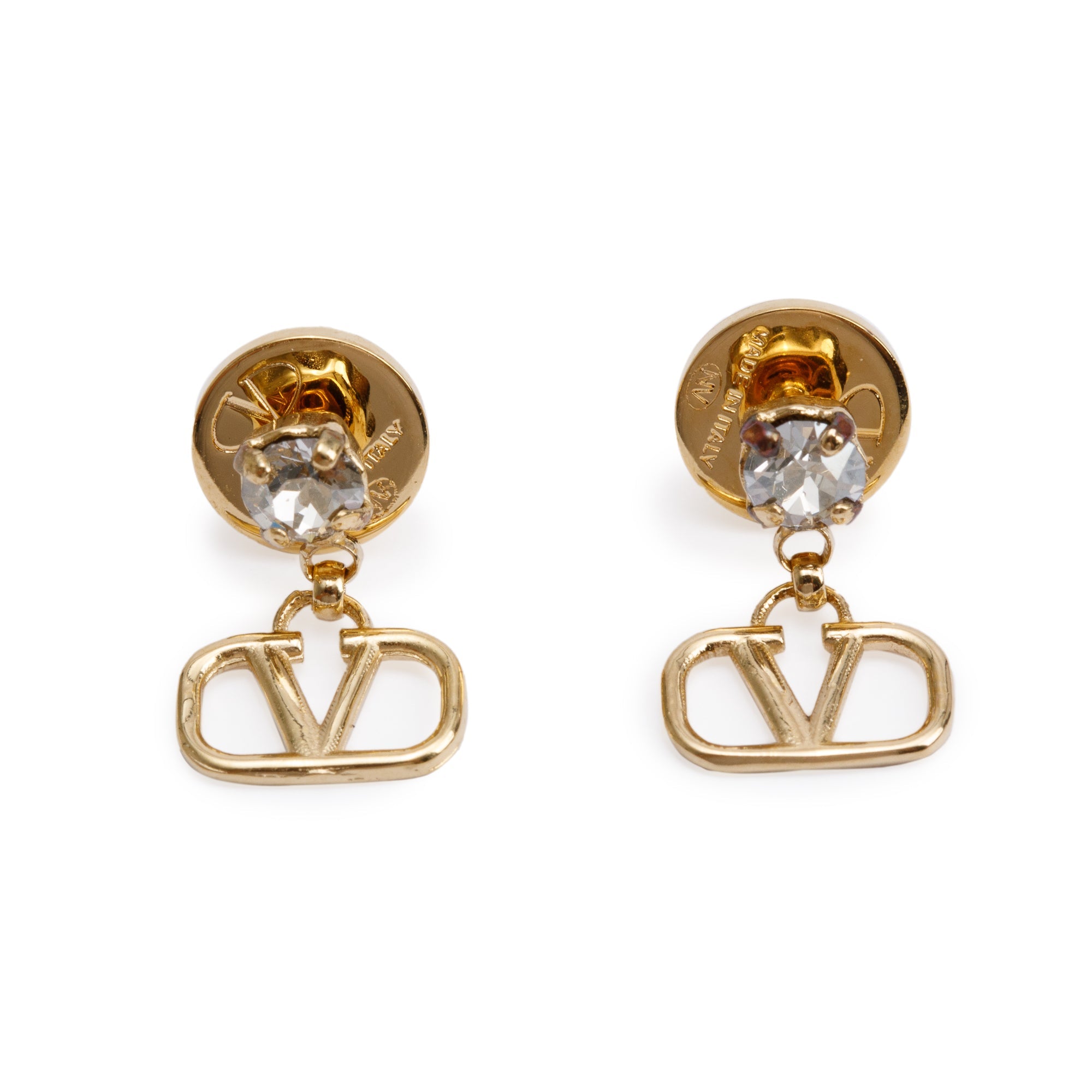 Valentino Gold-Plated Crystal VLogo Signature Earrings
