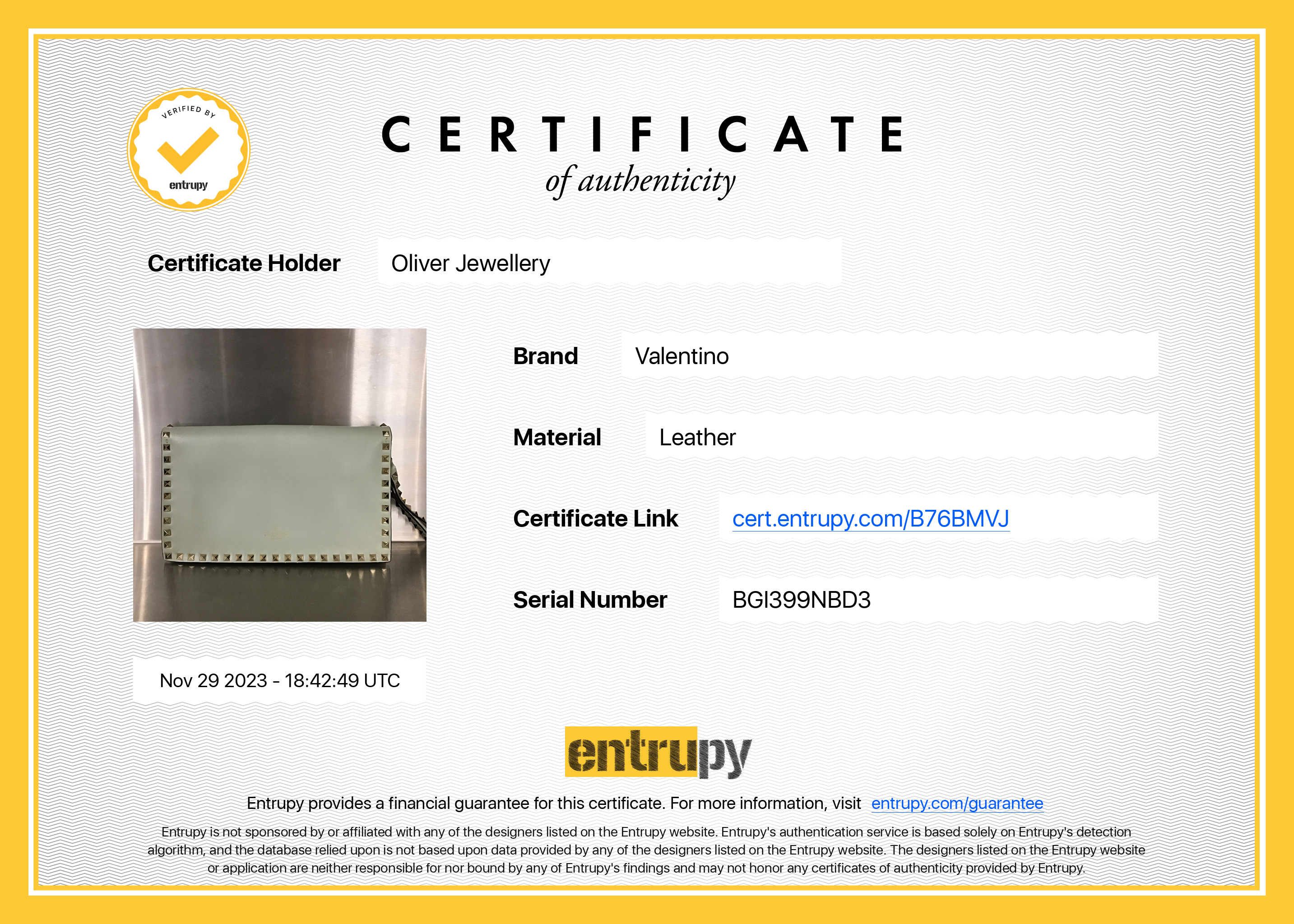 Valentino Green Calfskin Leather Rockstud Wristlet Clutch