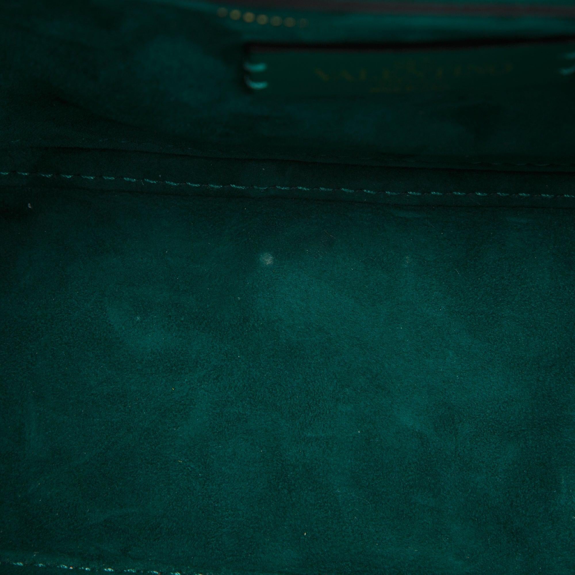 Valentino Green Medium Crystal Roman Stud Shoulder Bag