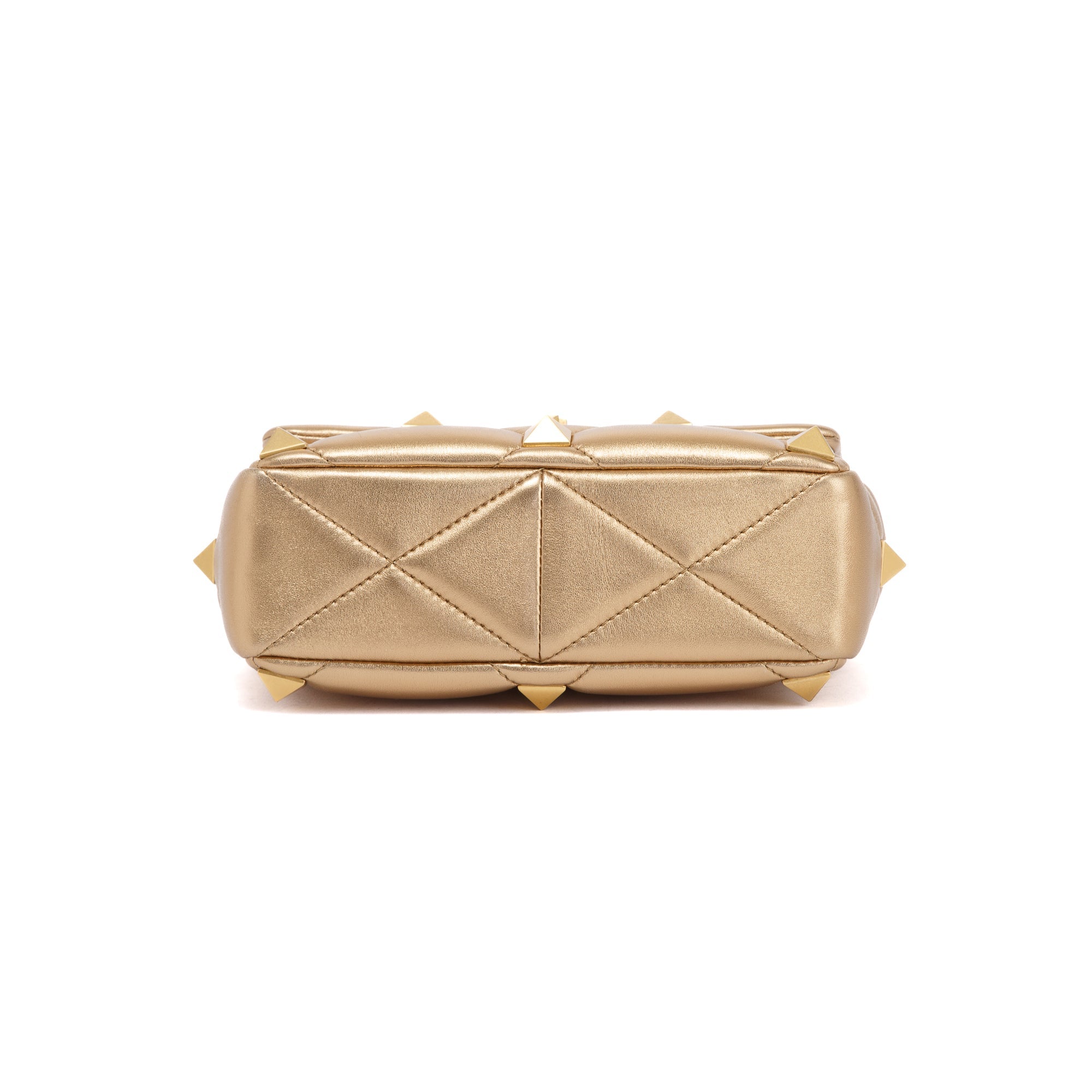 Valentino Metallic Gold Medium Roman Stud Shoulder Bag