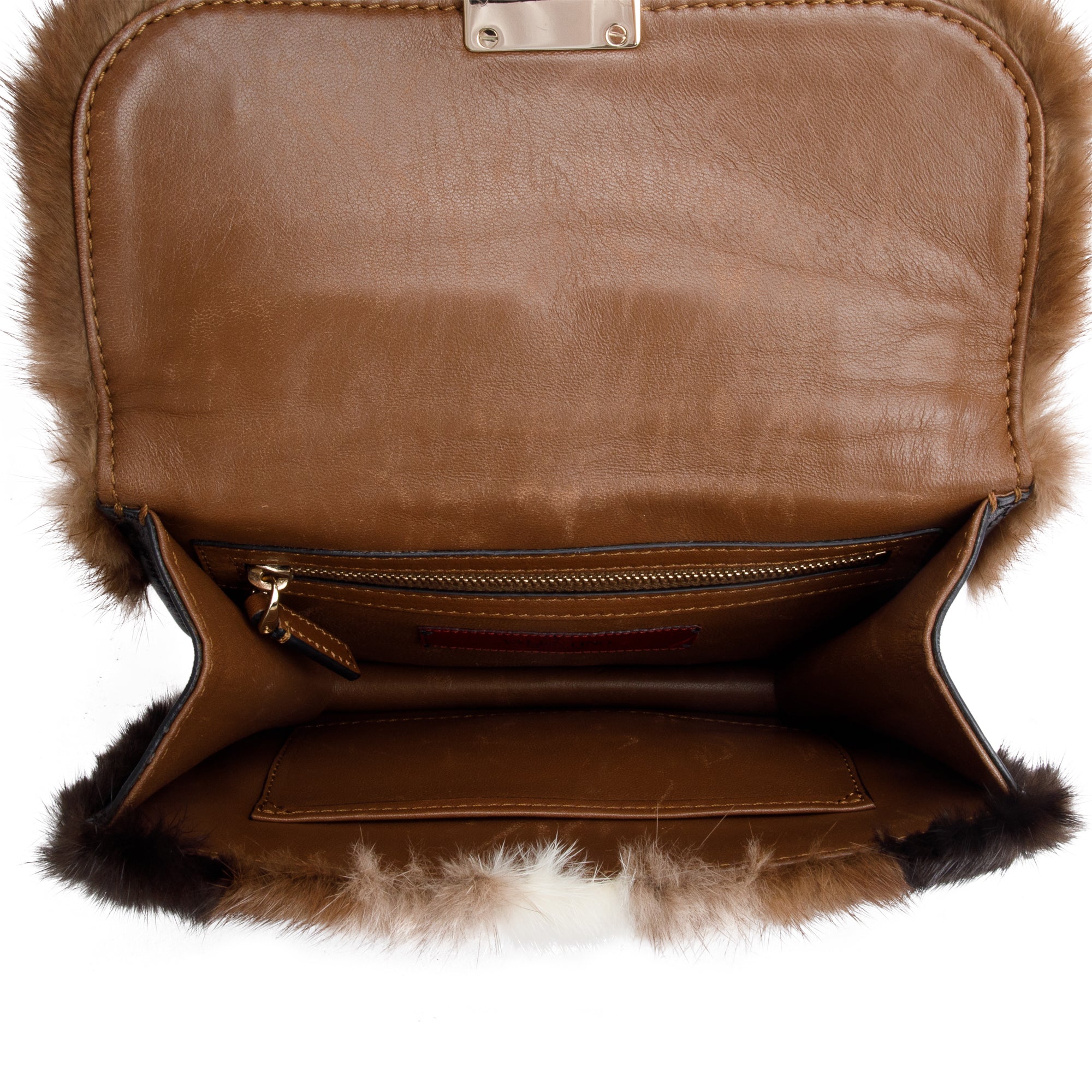 Valentino Multicolor Mink Fur Calfskin Leather Small Glam Lock Rockstud Flap Bag