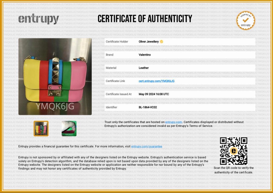 Valentino Multicolor Striped Calfskin Leather Mini 1973 Glam Lock Chain Bag