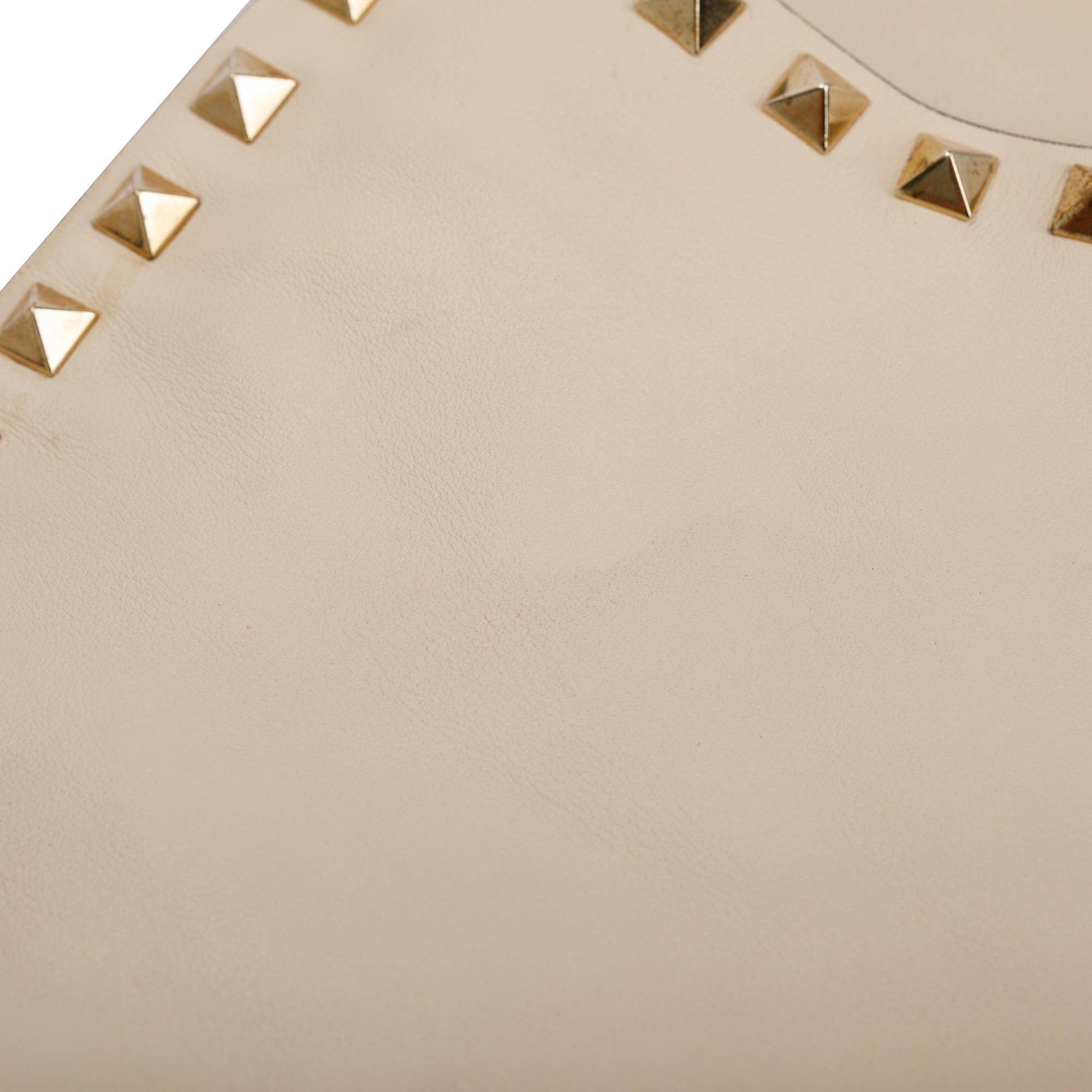 Valentino Neutral Calfskin Leather Rockstud Foldover Crossbody