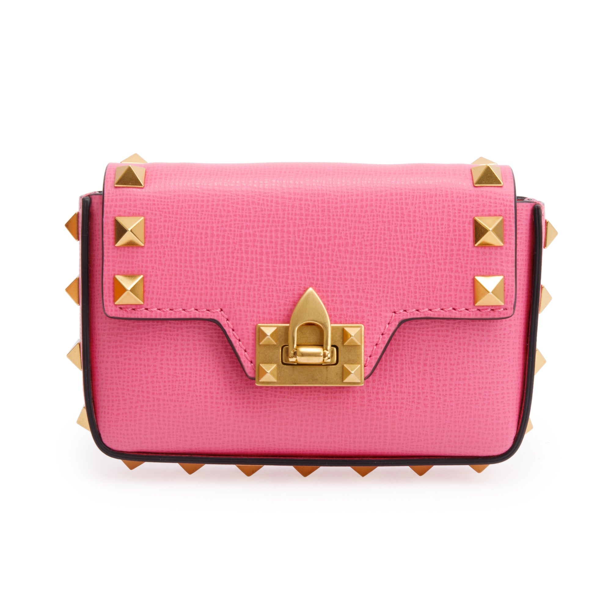 Valentino Pink Calfskin Leather Rockstud Micro Chain Bag w/ Box