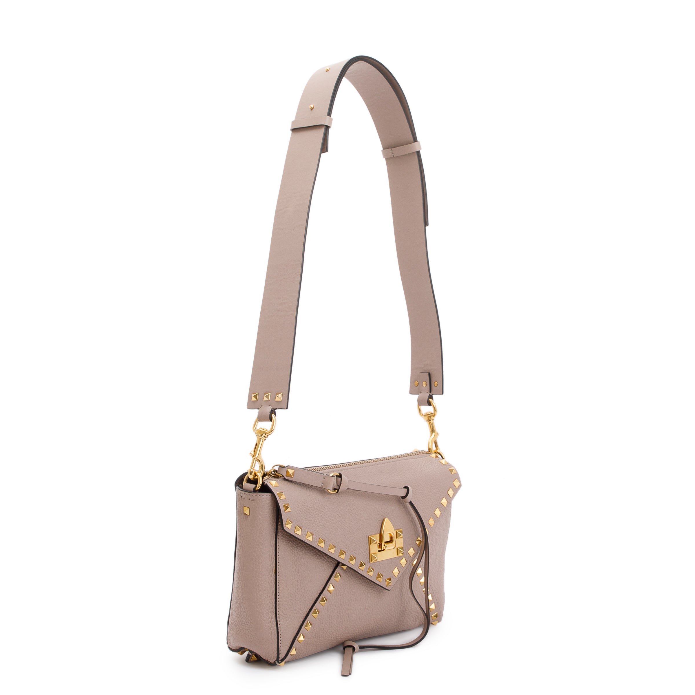 Valentino Pink Grained Calfskin Medium Rockstud Hype Shoulder Bag