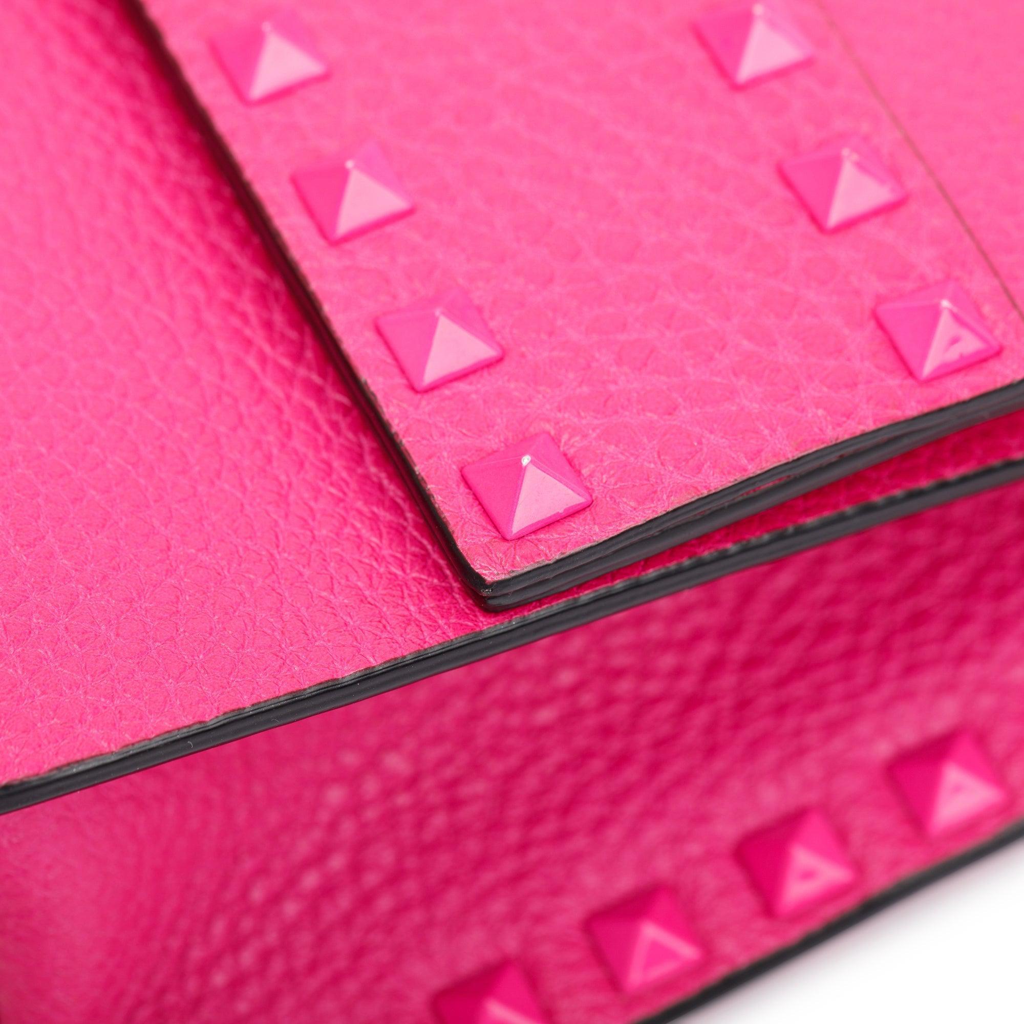 Valentino Pink Grainy Calfskin Leather Small Rockstud Crossbody Bag