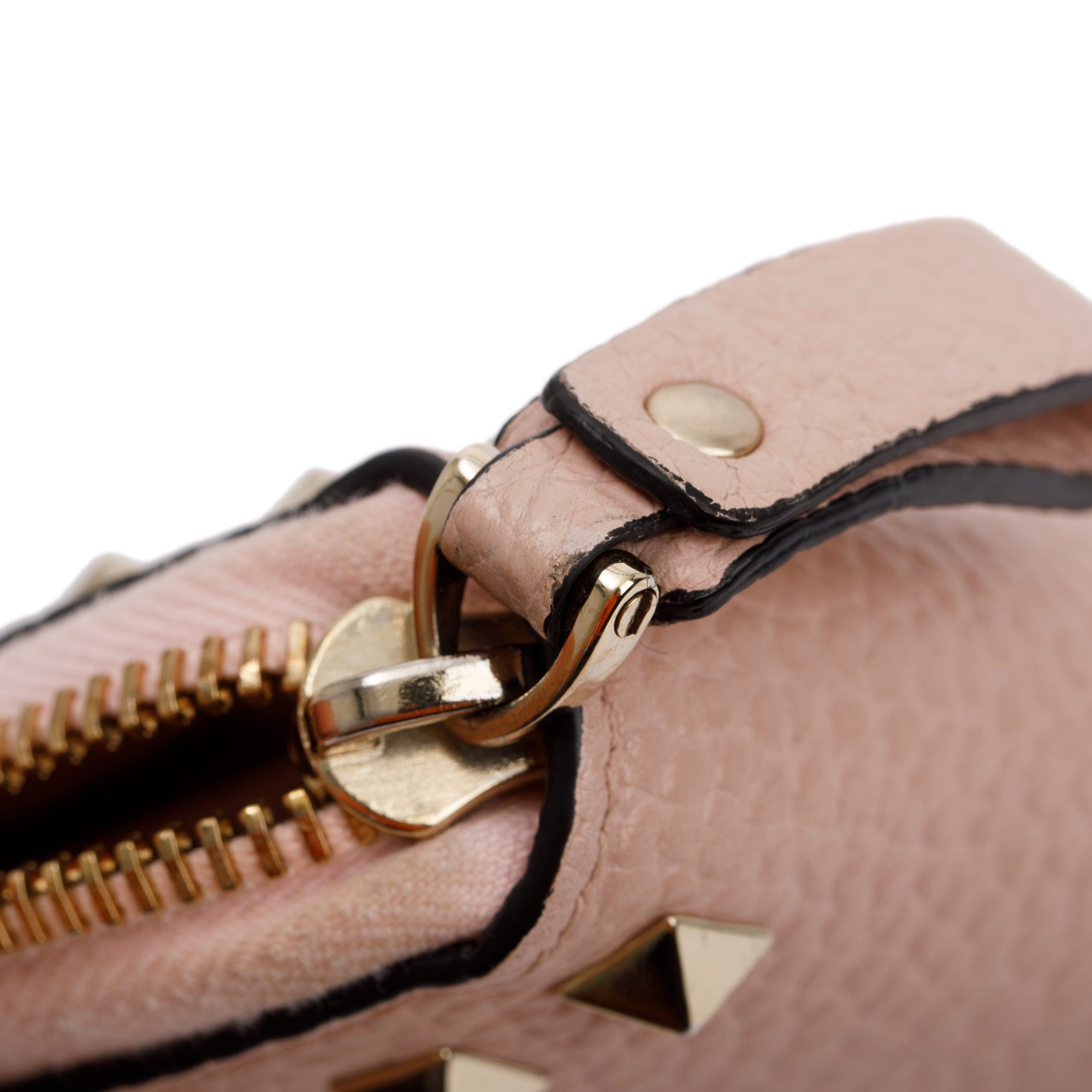 Valentino Pink Pebbled Calfskin Rockstud Zip Around Wallet w/ Box