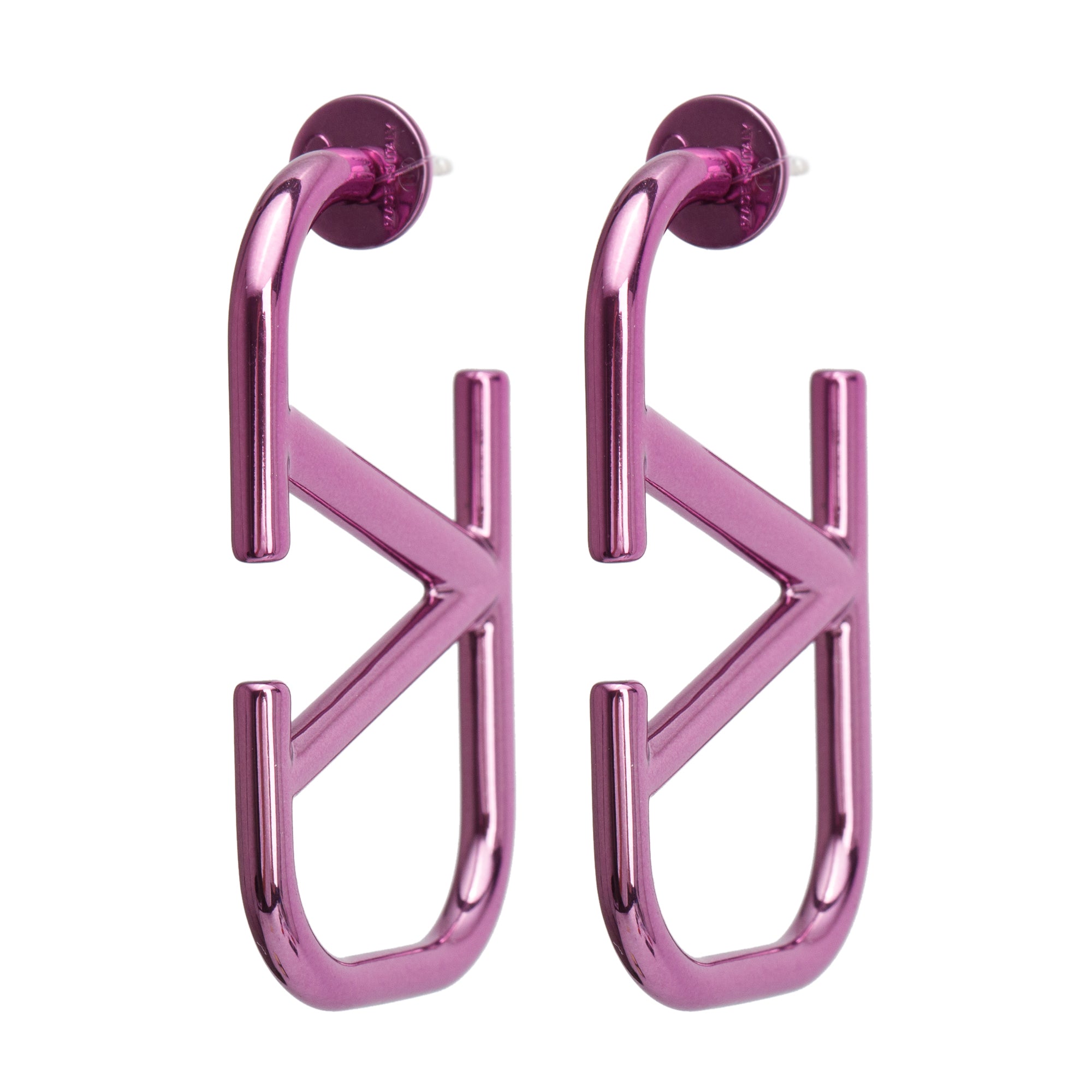 Valentino Purple VLogo Signature Hoop Earrings w/ Box