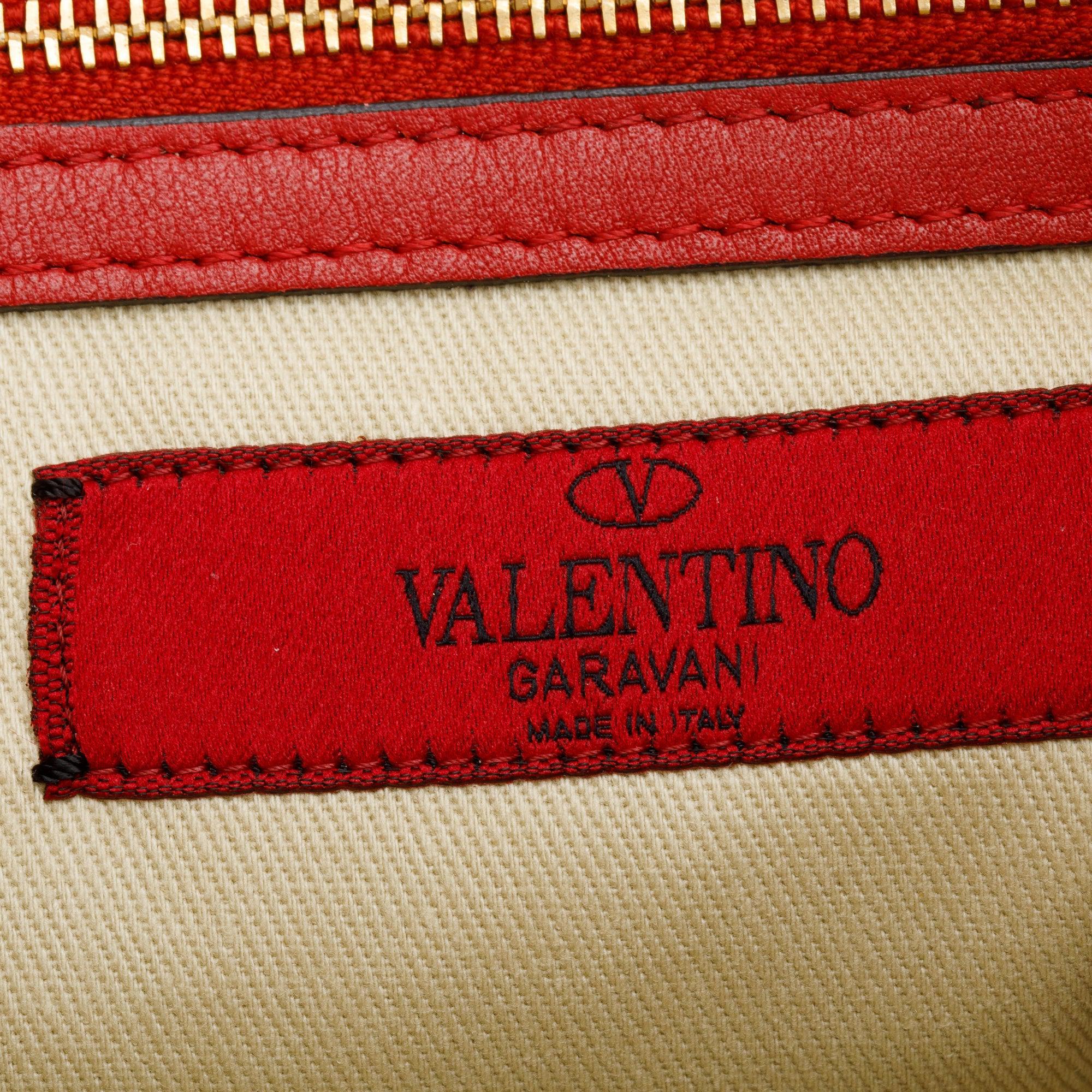 Valentino Red Leather Large Rockstud Clutch