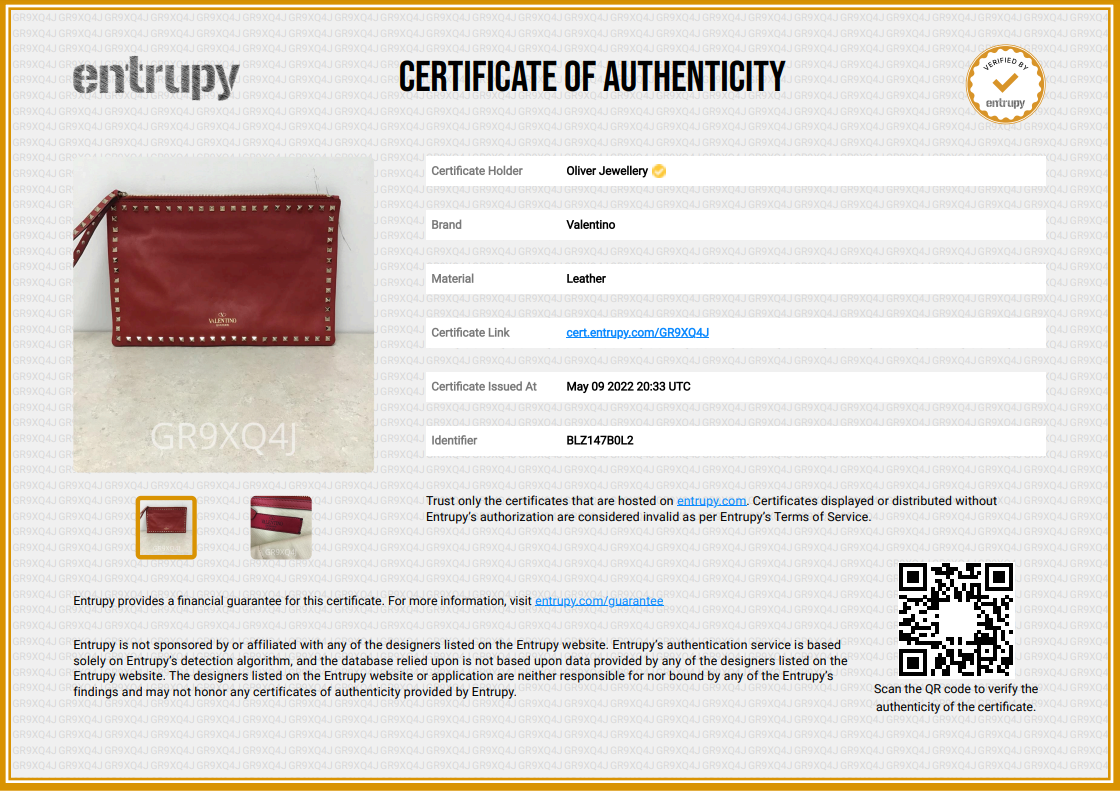 Valentino Red Leather Large Rockstud Clutch